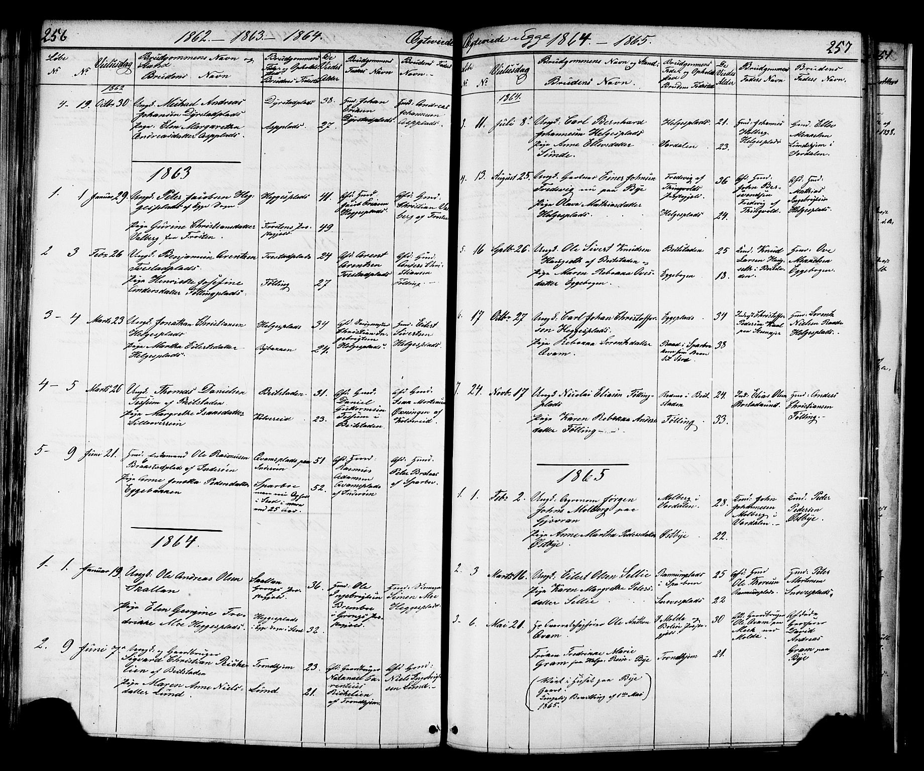 Ministerialprotokoller, klokkerbøker og fødselsregistre - Nord-Trøndelag, SAT/A-1458/739/L0367: Parish register (official) no. 739A01 /3, 1838-1868, p. 256-257