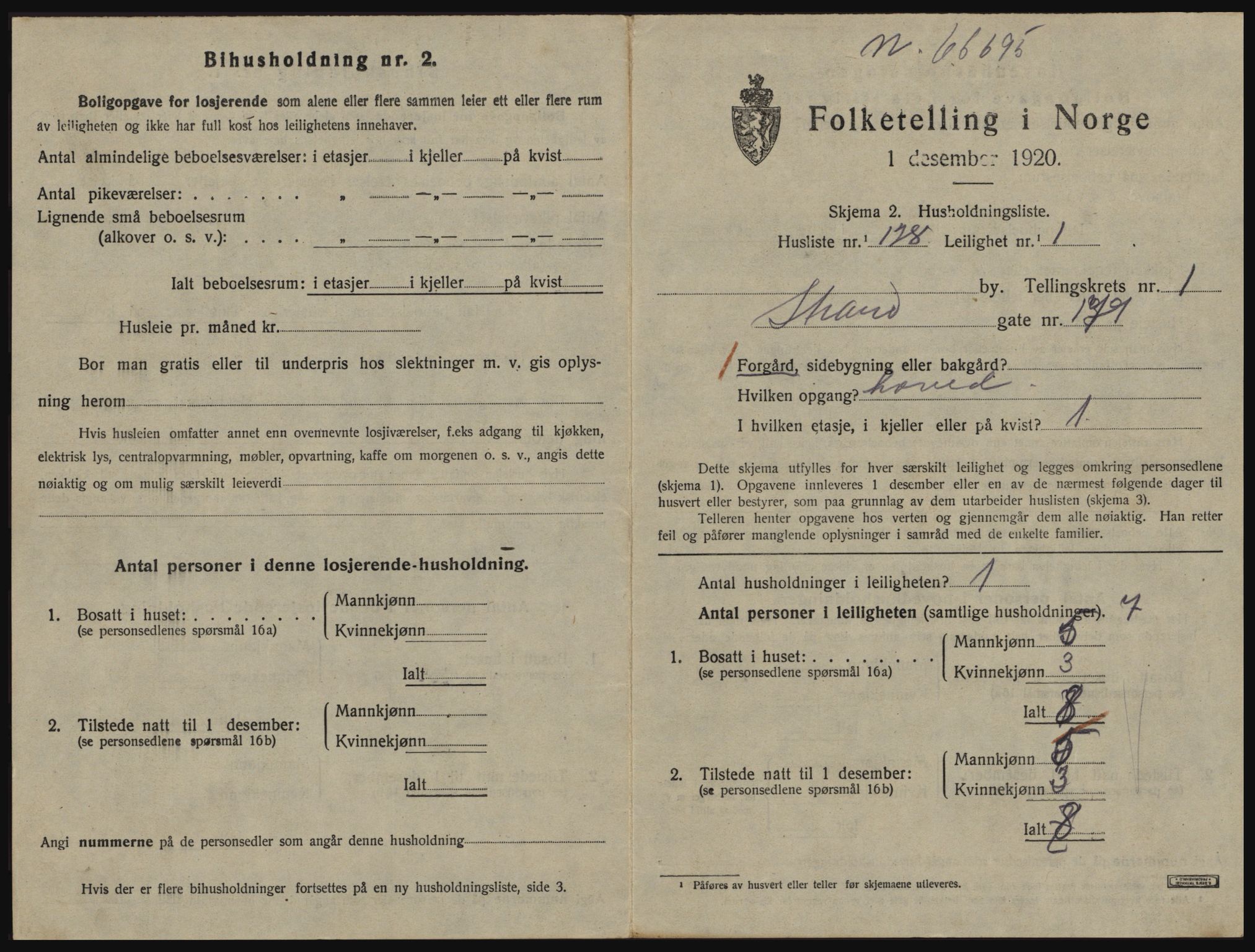 SATØ, 1920 census for Vardø, 1920, p. 1447