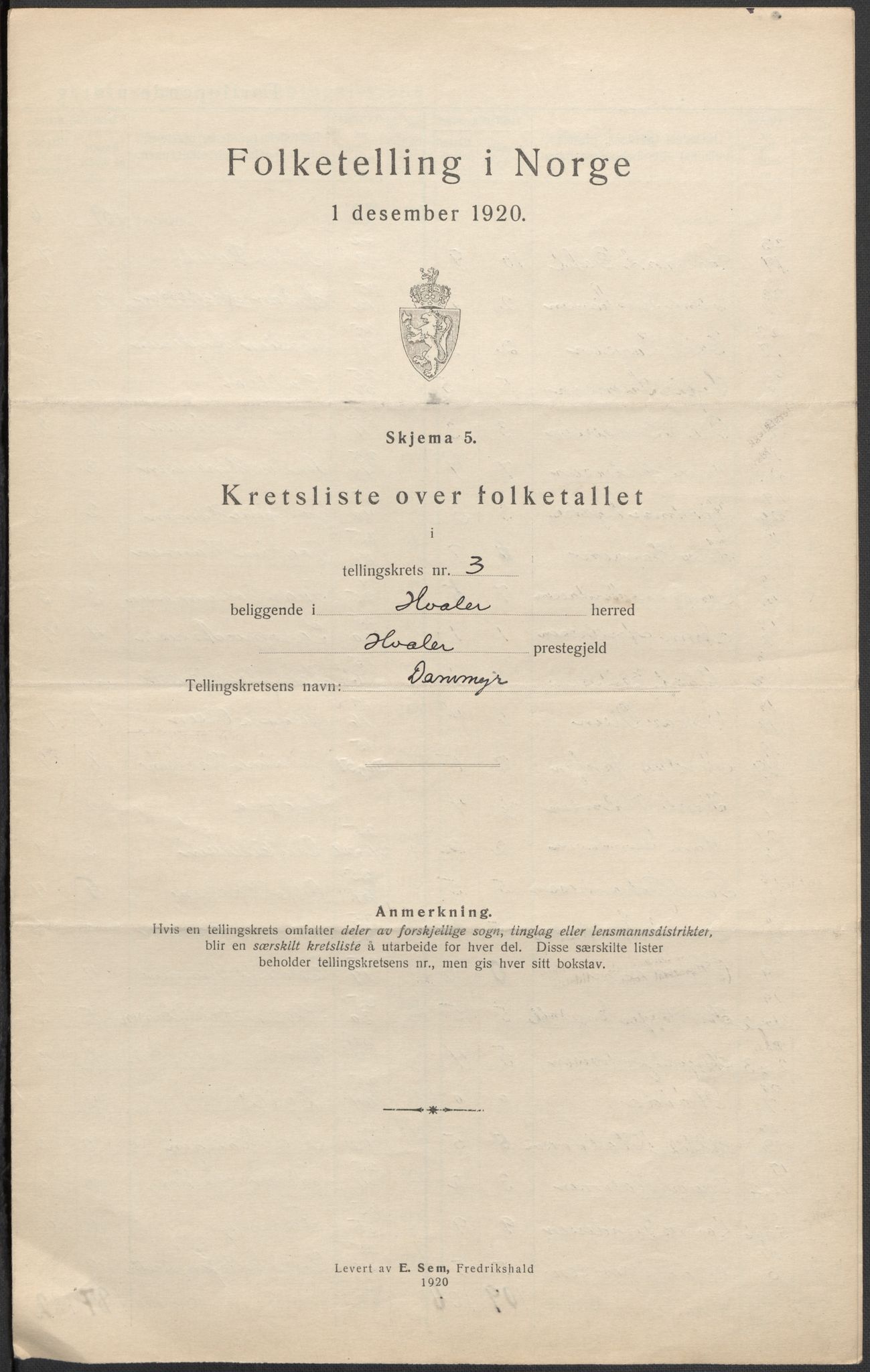 SAO, 1920 census for Hvaler, 1920, p. 13