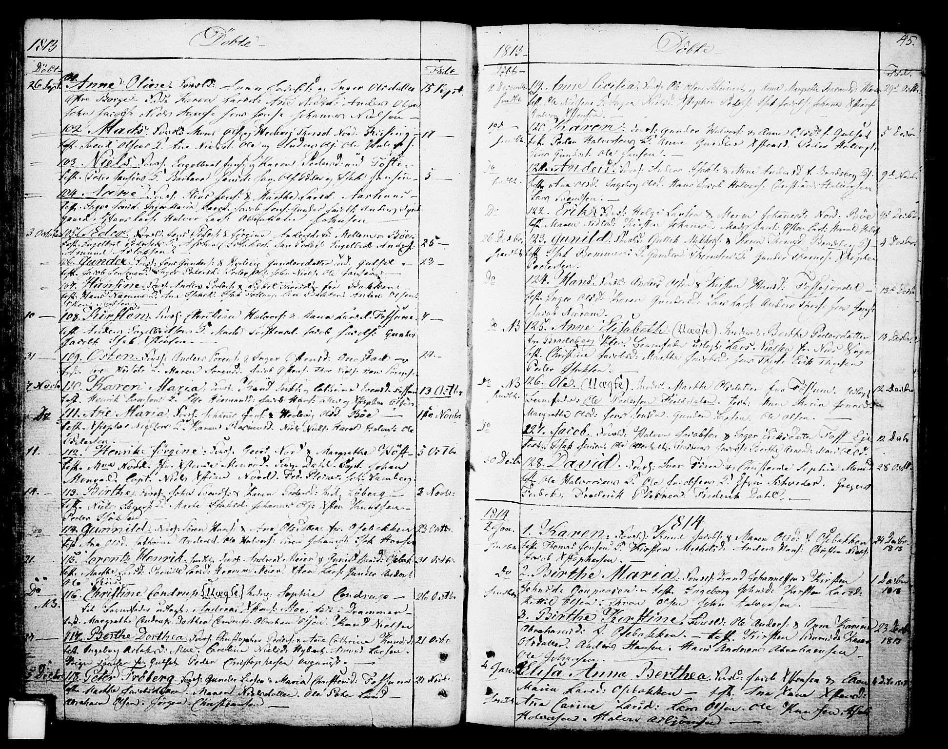 Gjerpen kirkebøker, SAKO/A-265/F/Fa/L0003: Parish register (official) no. I 3, 1796-1814, p. 45