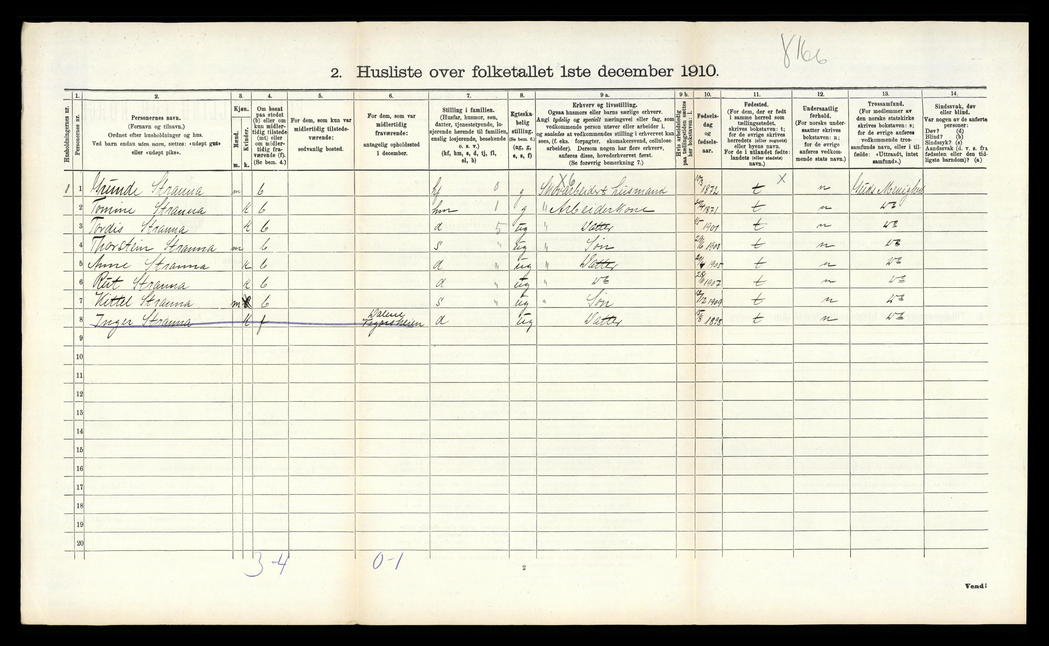 RA, 1910 census for Vegårshei, 1910, p. 557