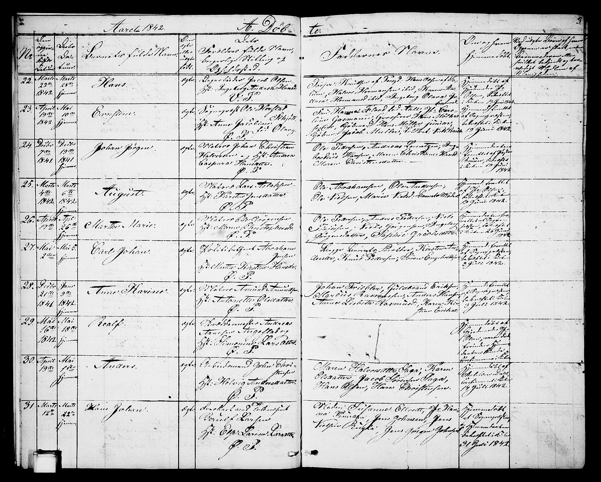 Porsgrunn kirkebøker , AV/SAKO-A-104/G/Gb/L0003: Parish register (copy) no. II 3, 1841-1852, p. 3