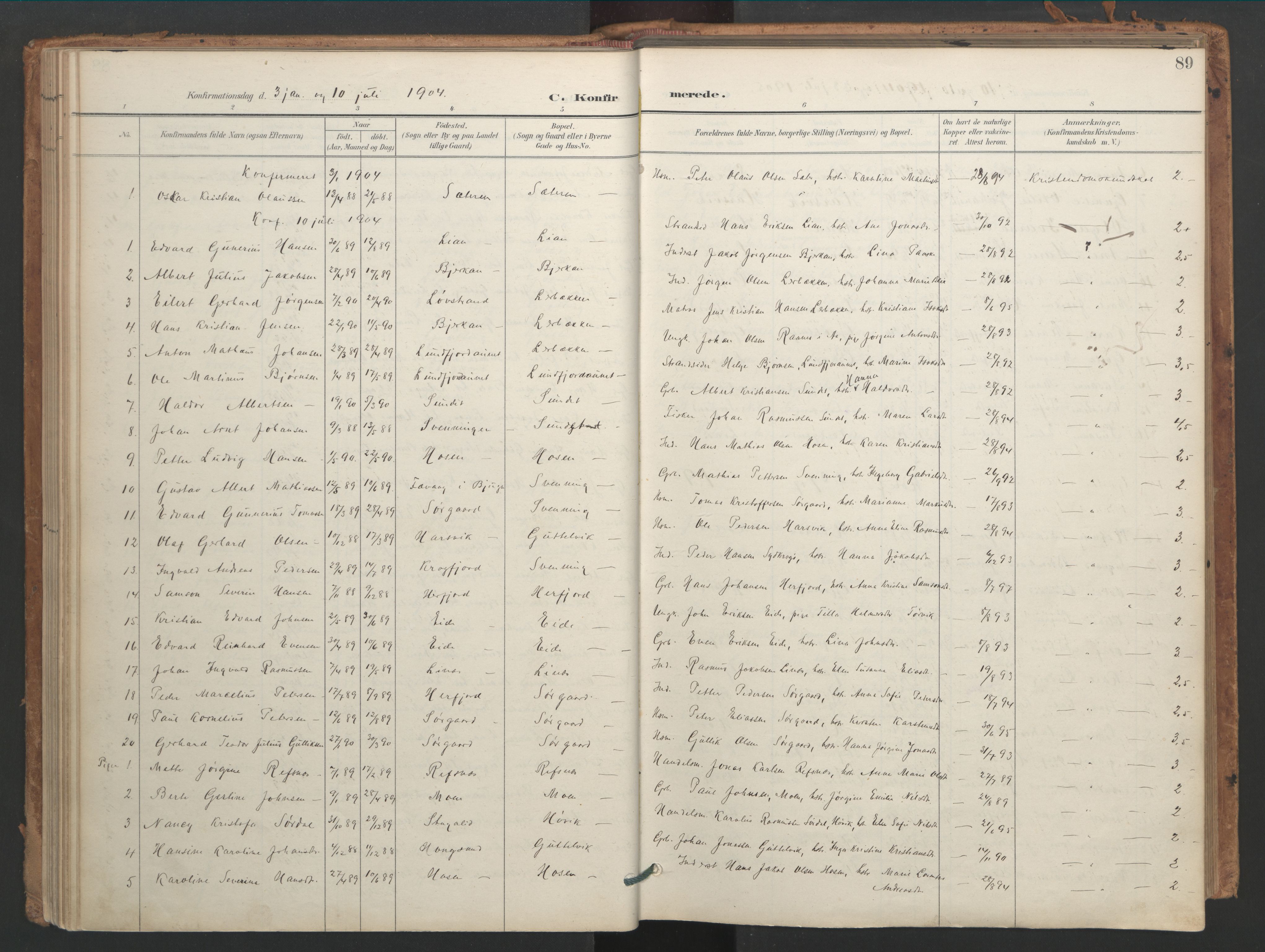 Ministerialprotokoller, klokkerbøker og fødselsregistre - Sør-Trøndelag, SAT/A-1456/656/L0693: Parish register (official) no. 656A02, 1894-1913, p. 89