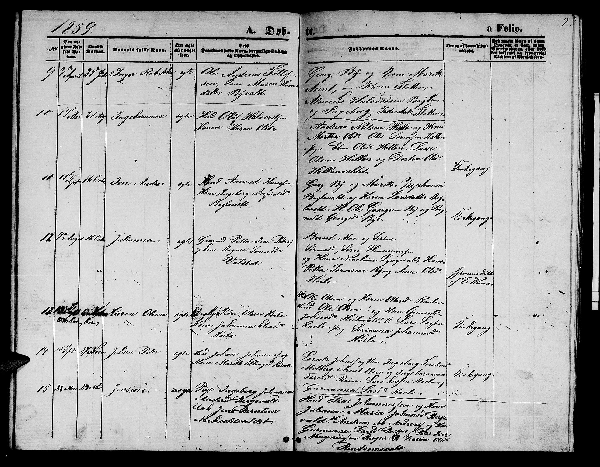 Ministerialprotokoller, klokkerbøker og fødselsregistre - Nord-Trøndelag, SAT/A-1458/726/L0270: Parish register (copy) no. 726C01, 1858-1868, p. 9