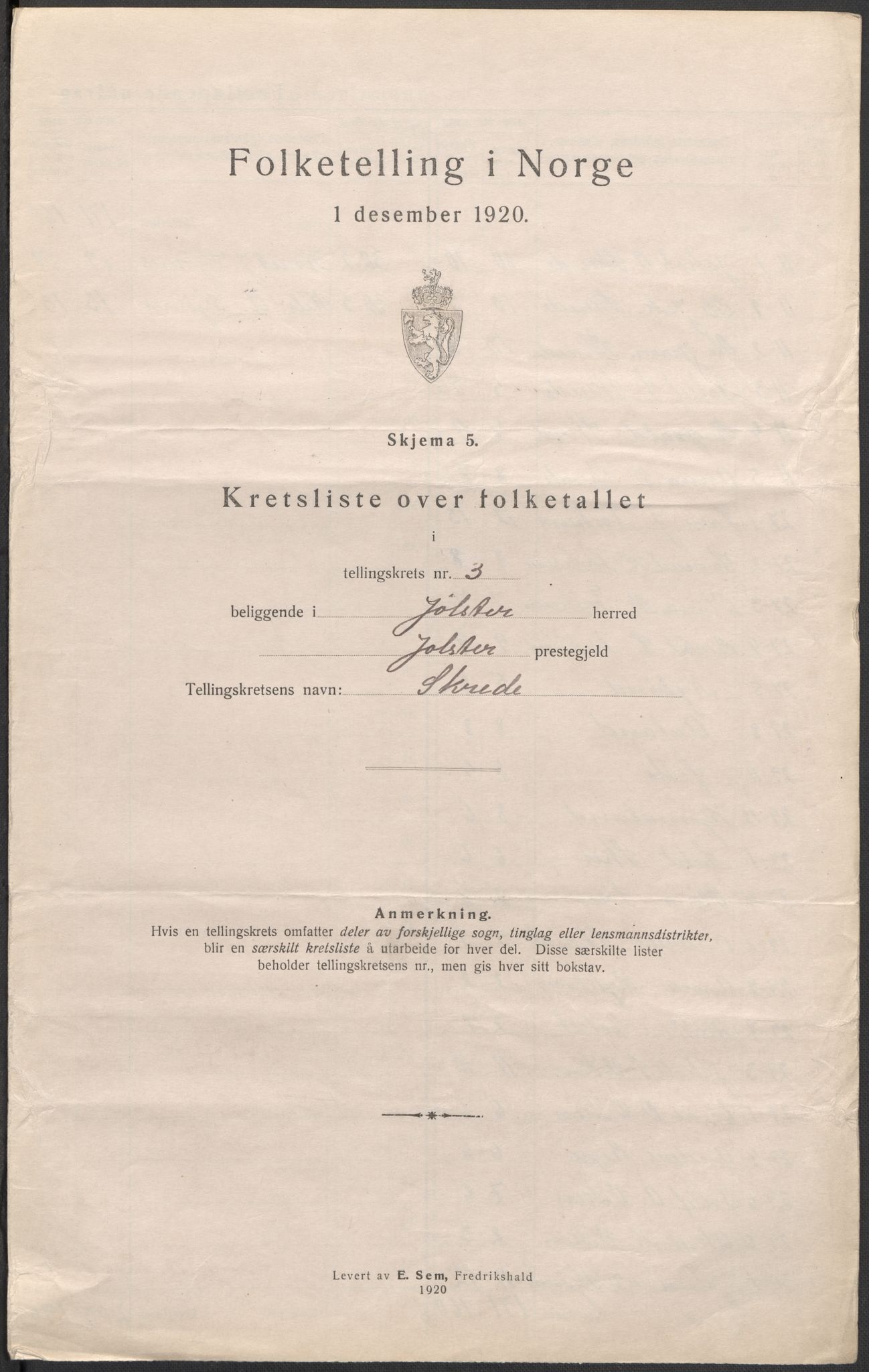 SAB, 1920 census for Jølster, 1920, p. 15