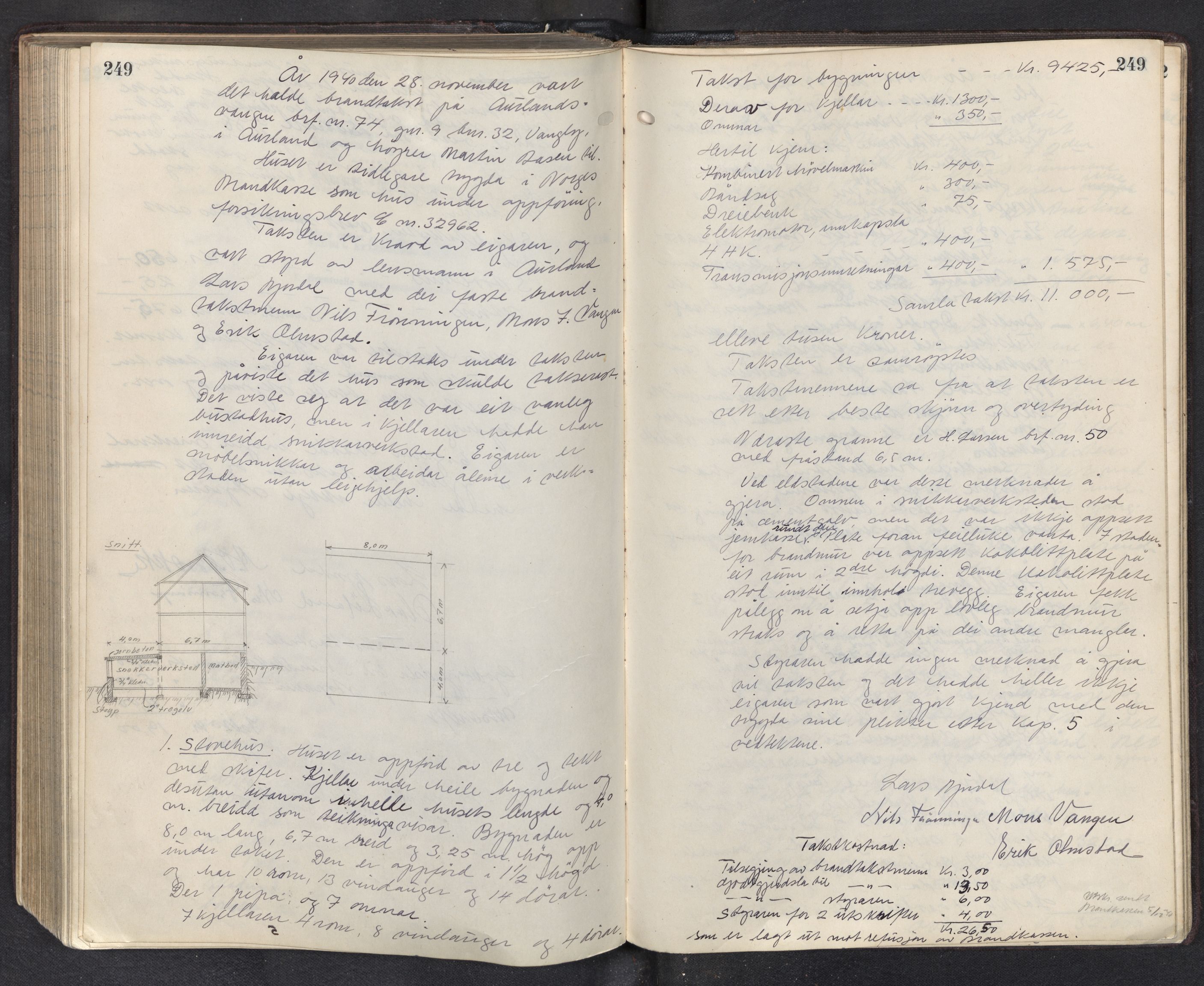 Lensmannen i Aurland, AV/SAB-A-26401/0012/L0003: Branntakstprotokoll, 1917-1944, p. 249