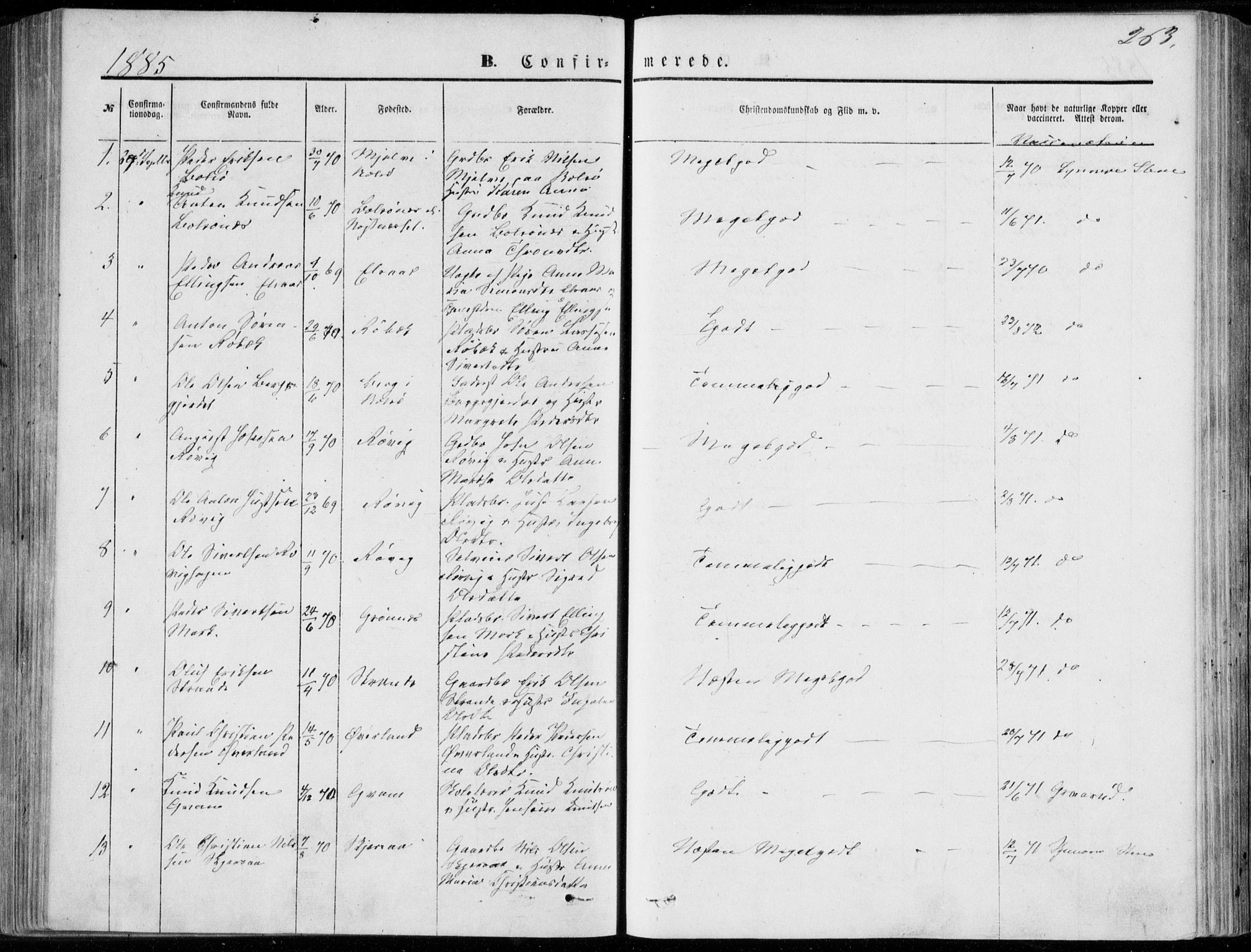 Ministerialprotokoller, klokkerbøker og fødselsregistre - Møre og Romsdal, SAT/A-1454/555/L0655: Parish register (official) no. 555A05, 1869-1886, p. 263