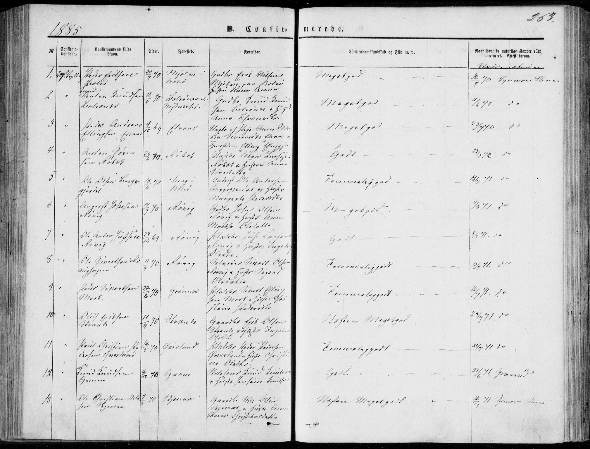 Ministerialprotokoller, klokkerbøker og fødselsregistre - Møre og Romsdal, AV/SAT-A-1454/555/L0655: Parish register (official) no. 555A05, 1869-1886, p. 263