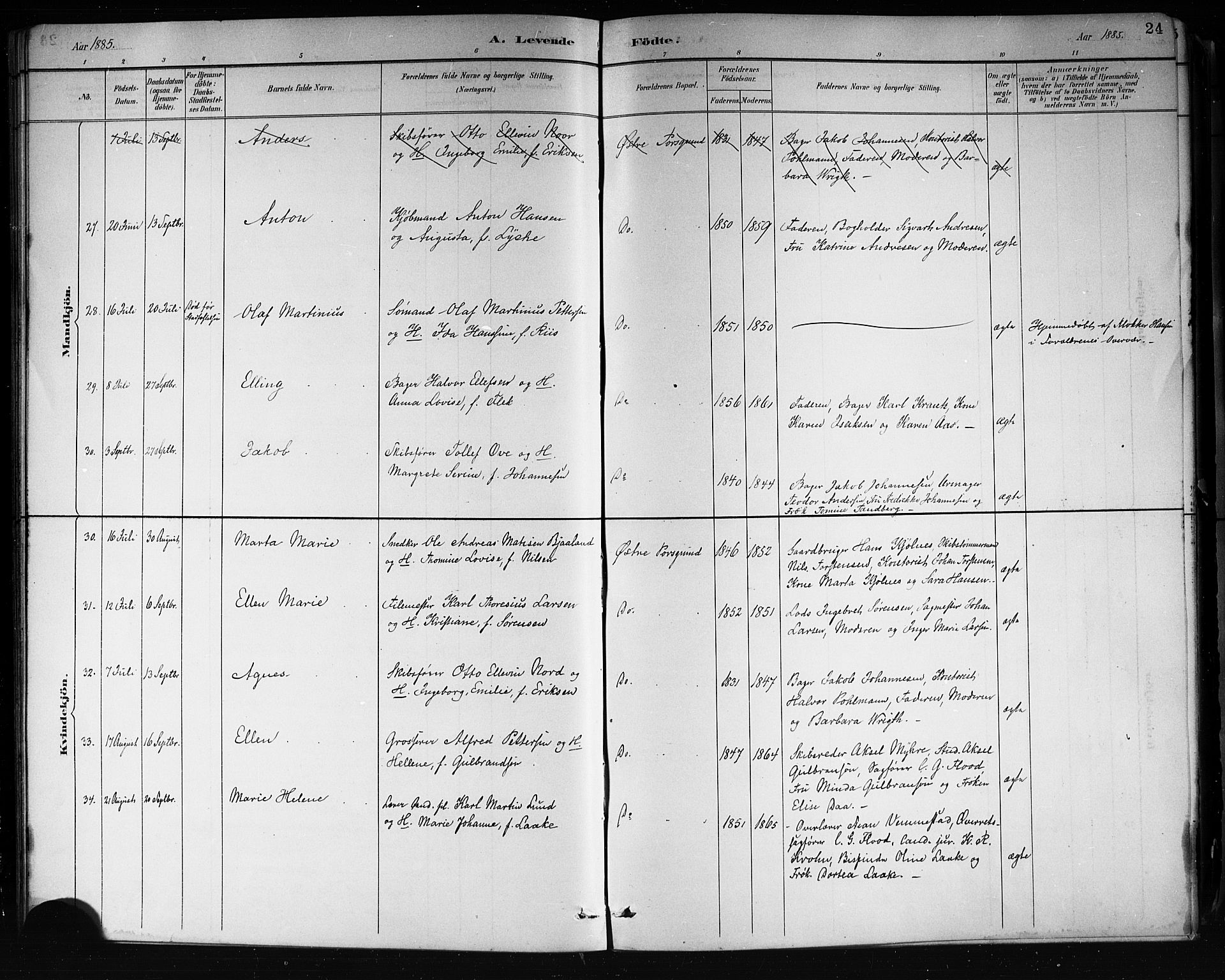 Porsgrunn kirkebøker , SAKO/A-104/G/Gb/L0005: Parish register (copy) no. II 5, 1883-1915, p. 24
