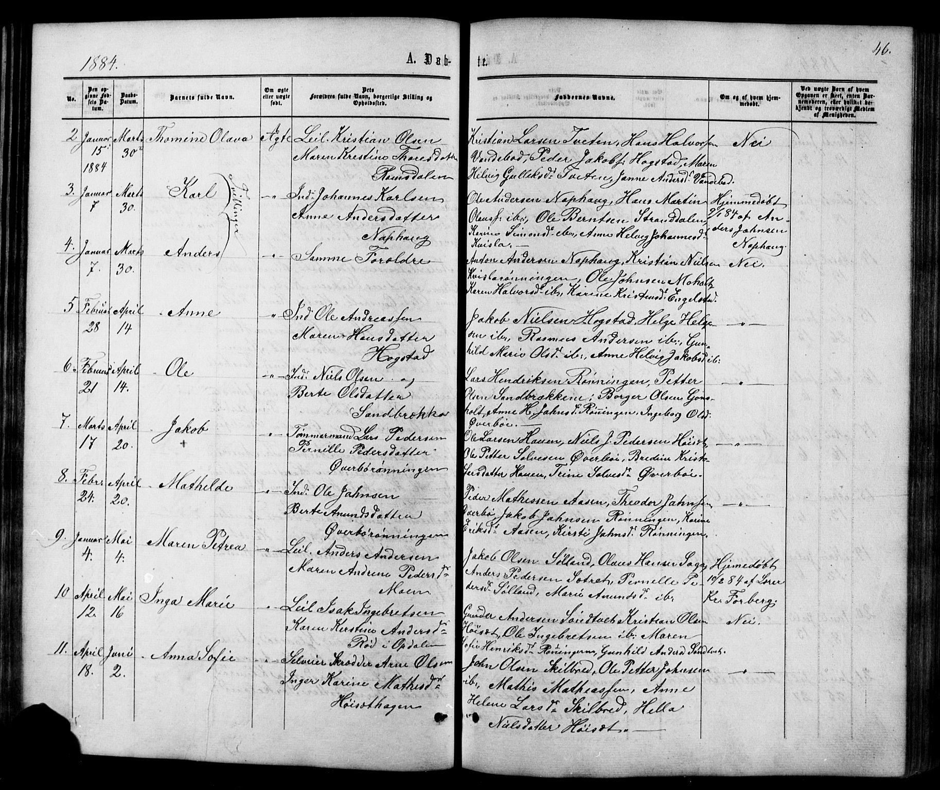 Siljan kirkebøker, SAKO/A-300/G/Ga/L0002: Parish register (copy) no. 2, 1864-1908, p. 46