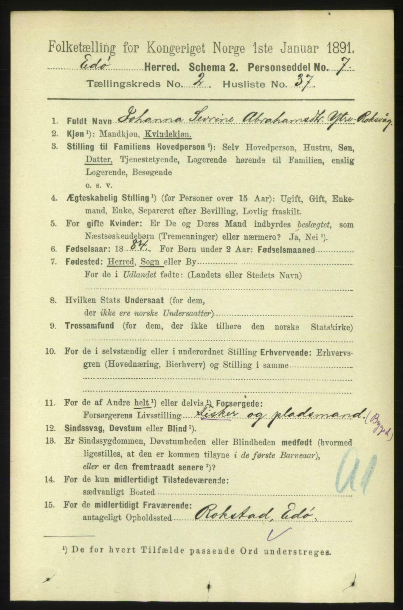 RA, 1891 census for 1573 Edøy, 1891, p. 613