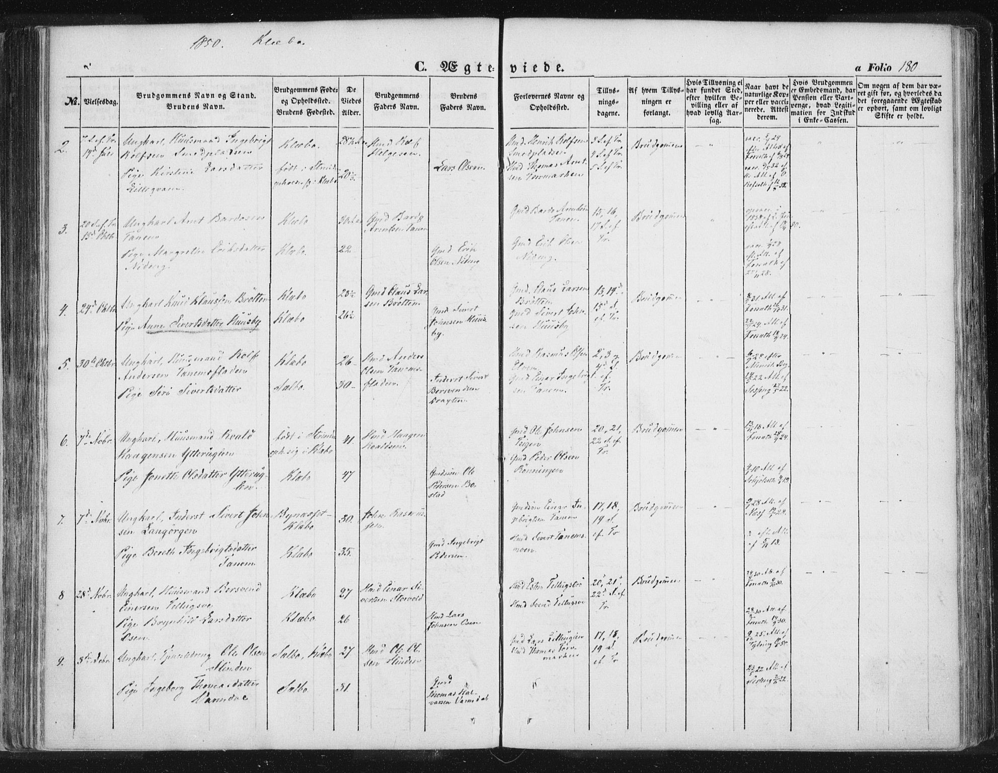 Ministerialprotokoller, klokkerbøker og fødselsregistre - Sør-Trøndelag, SAT/A-1456/618/L0441: Parish register (official) no. 618A05, 1843-1862, p. 180
