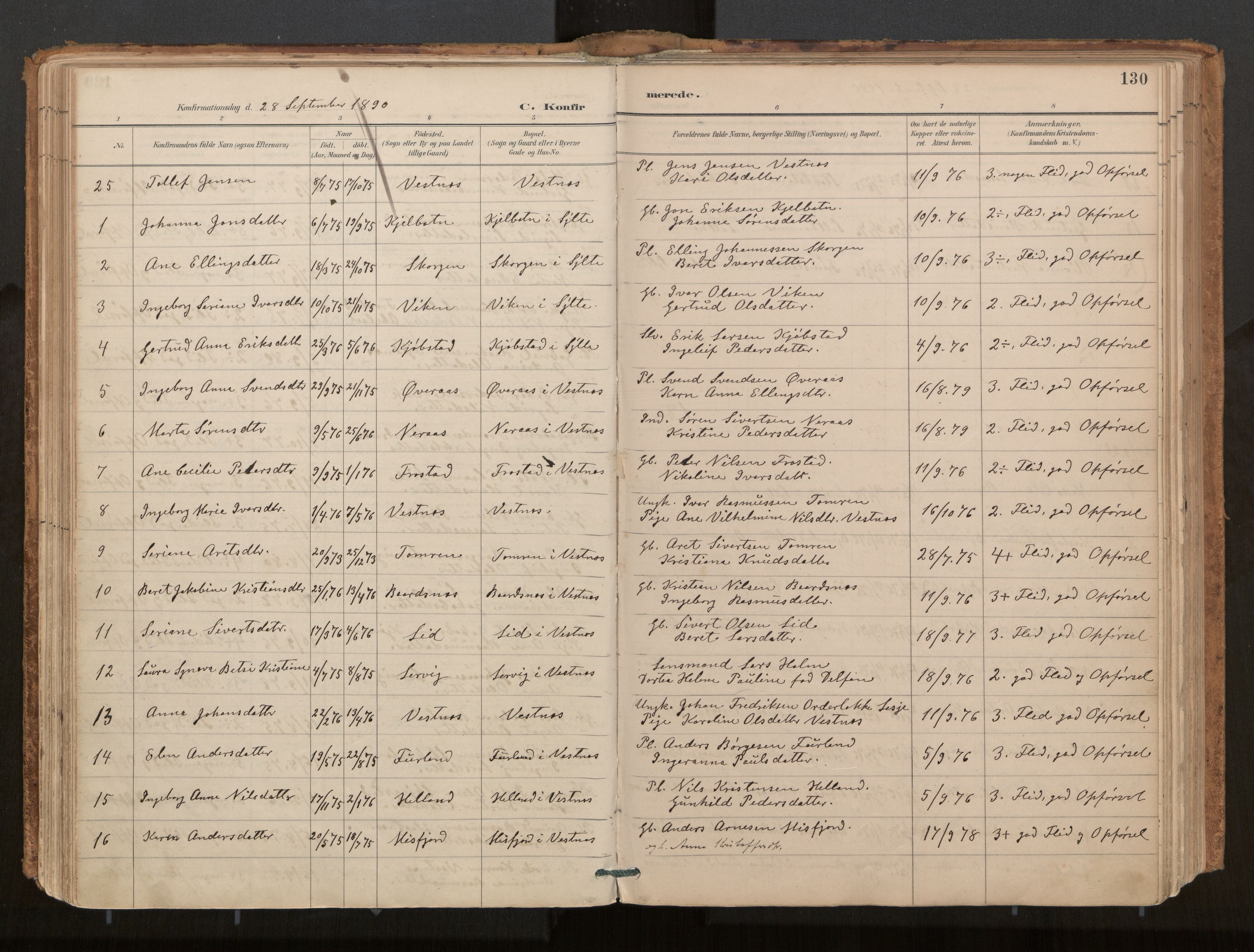 Ministerialprotokoller, klokkerbøker og fødselsregistre - Møre og Romsdal, AV/SAT-A-1454/539/L0531: Parish register (official) no. 539A04, 1887-1913, p. 130