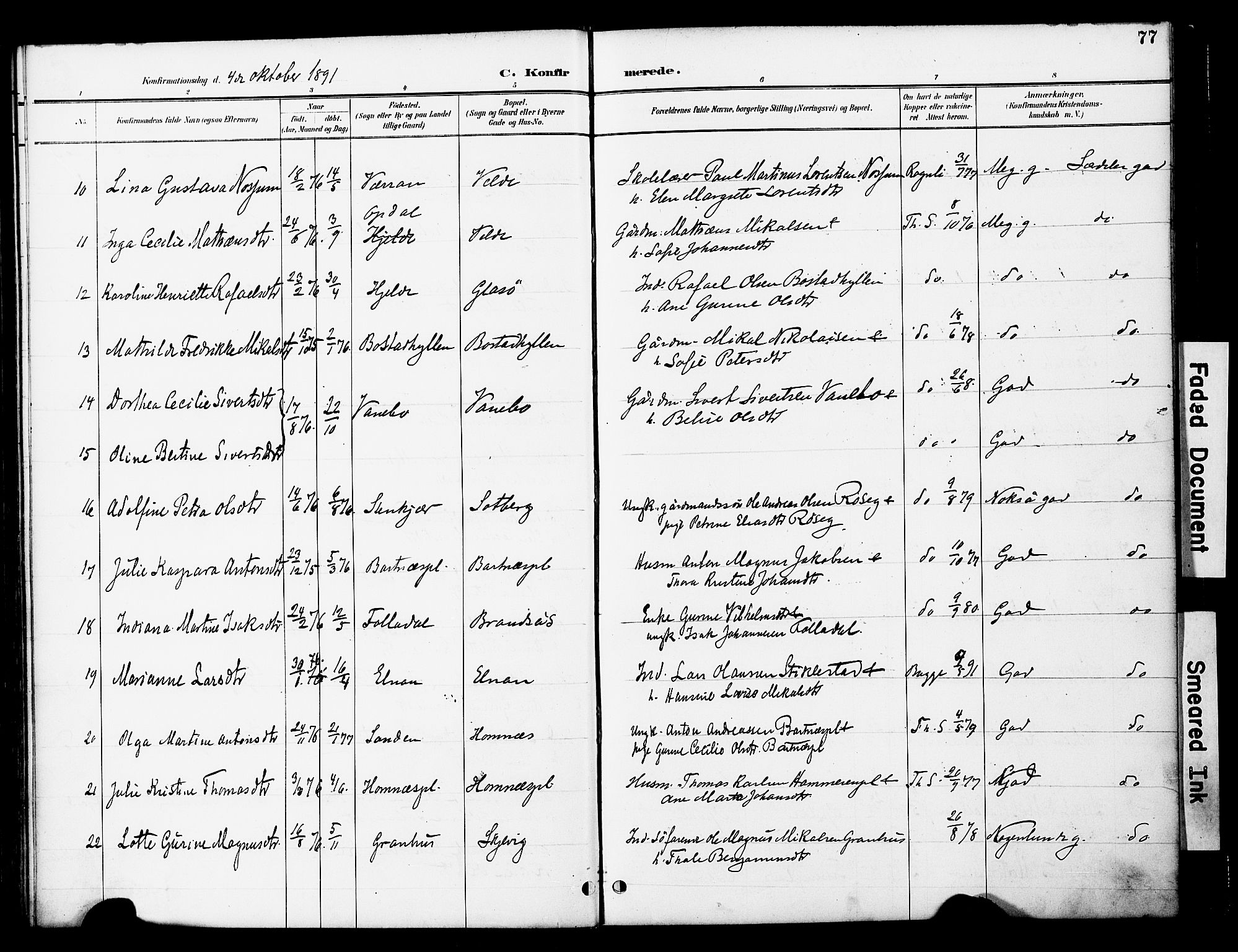 Ministerialprotokoller, klokkerbøker og fødselsregistre - Nord-Trøndelag, SAT/A-1458/741/L0396: Parish register (official) no. 741A10, 1889-1901, p. 77