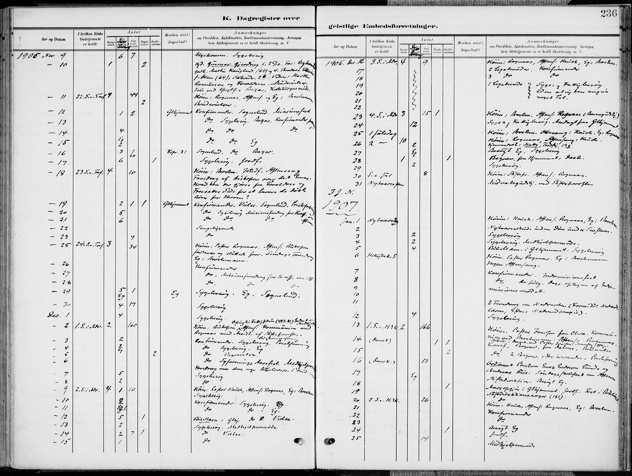 Kristiansand domprosti, AV/SAK-1112-0006/F/Fa/L0022: Parish register (official) no. A 21, 1905-1916, p. 236