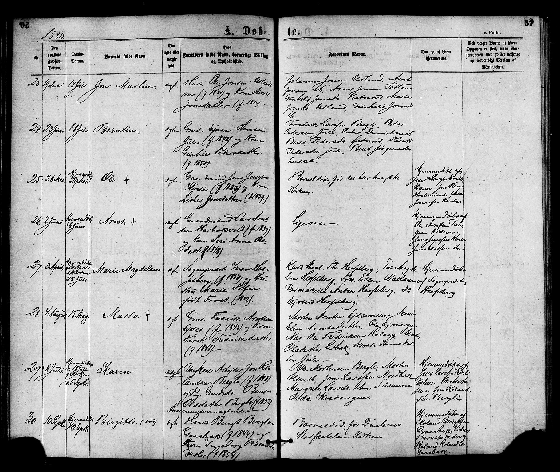 Ministerialprotokoller, klokkerbøker og fødselsregistre - Nord-Trøndelag, SAT/A-1458/755/L0493: Parish register (official) no. 755A02, 1865-1881, p. 57