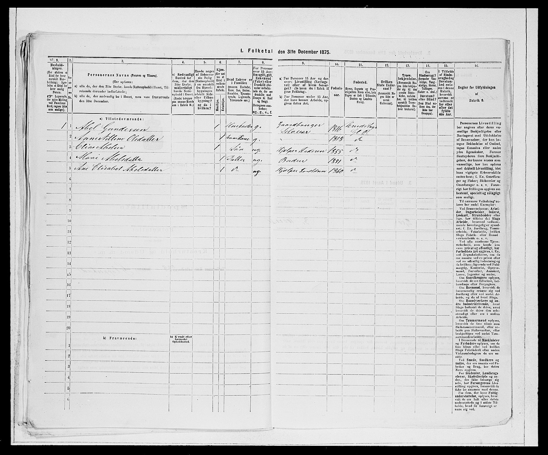 SAB, 1875 Census for 1445P Gloppen, 1875, p. 180