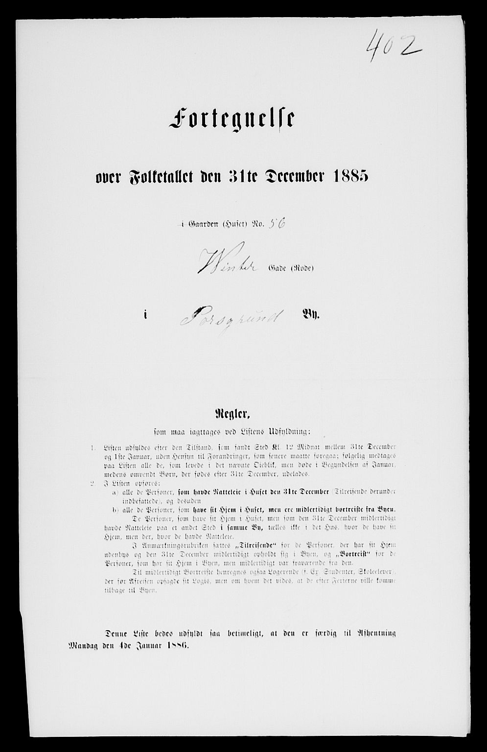 SAKO, 1885 census for 0805 Porsgrunn, 1885, p. 805