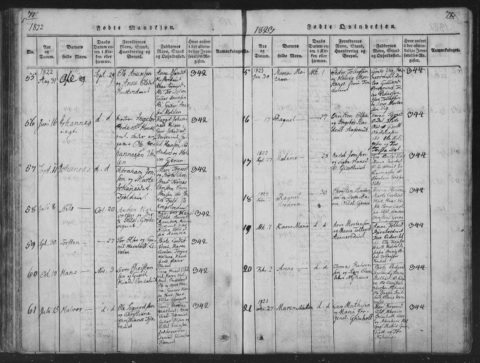 Solum kirkebøker, SAKO/A-306/F/Fa/L0004: Parish register (official) no. I 4, 1814-1833, p. 71
