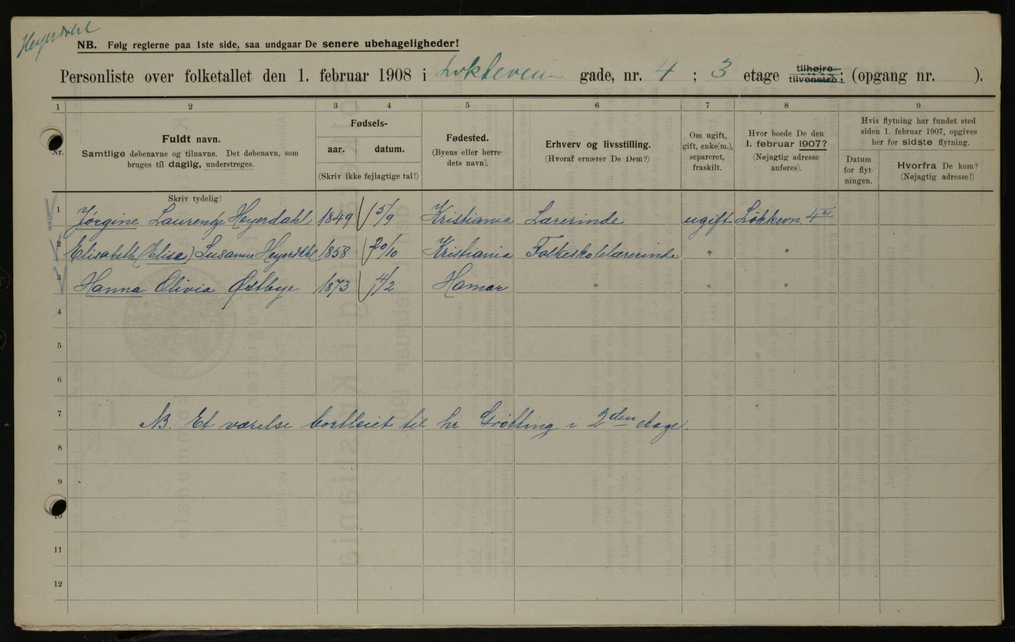 OBA, Municipal Census 1908 for Kristiania, 1908, p. 52524