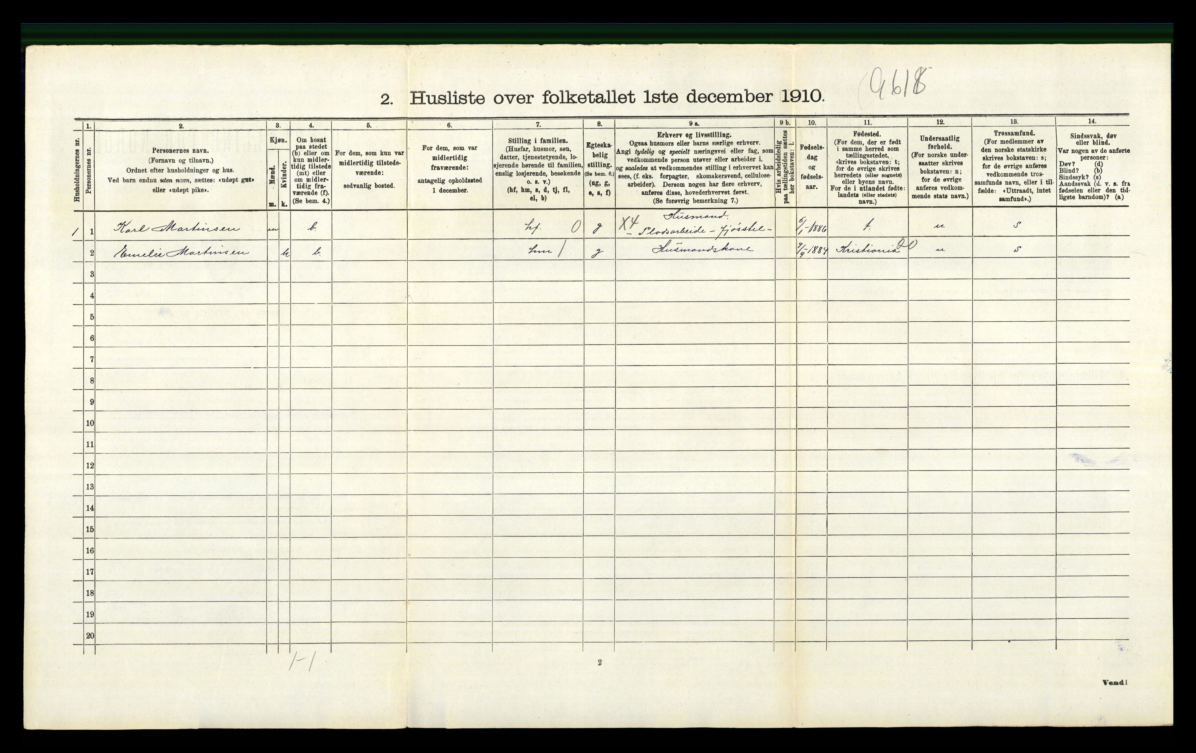 RA, 1910 census for Enebakk, 1910, p. 468