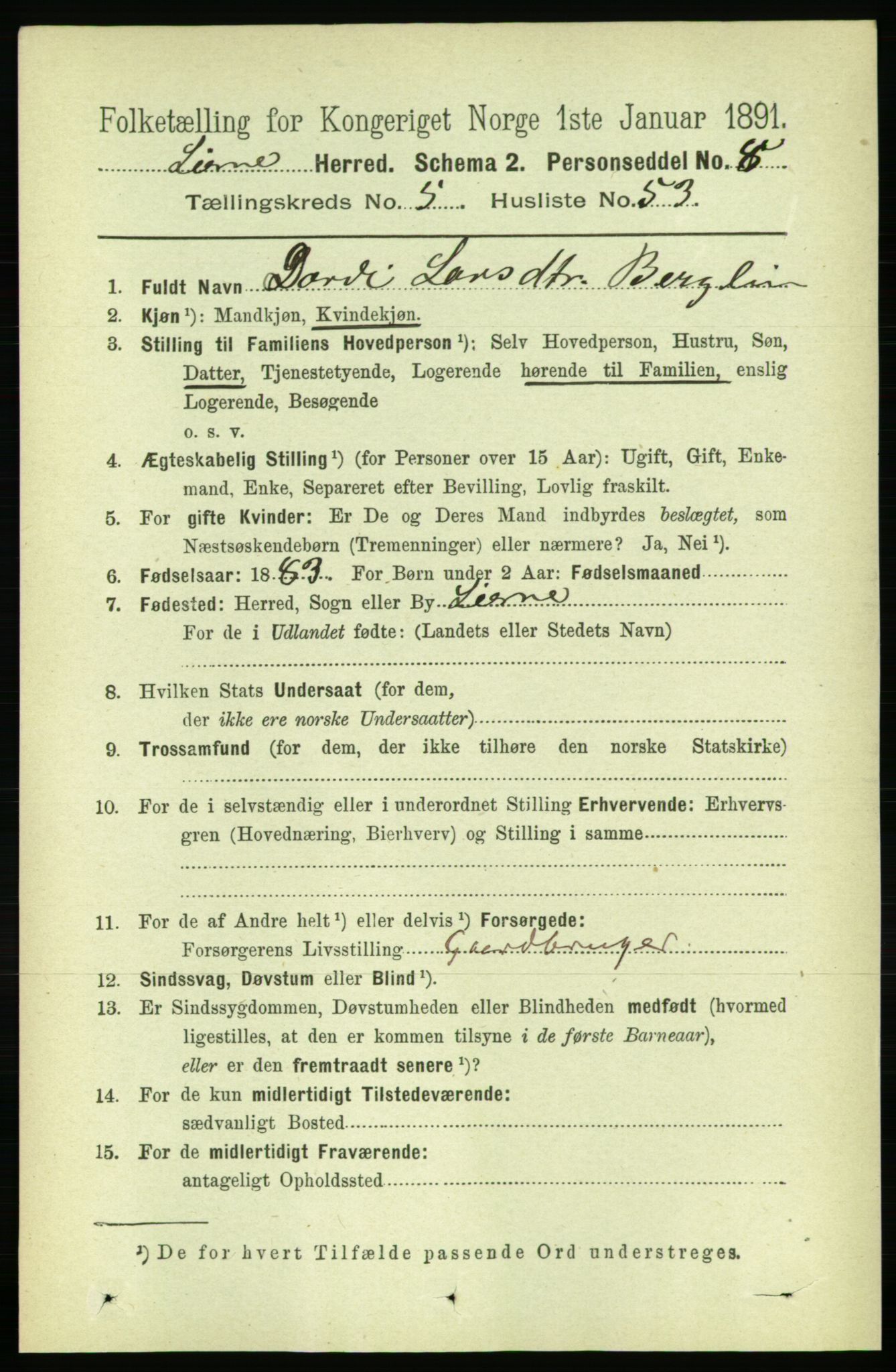 RA, 1891 census for 1737 Lierne, 1891, p. 1796