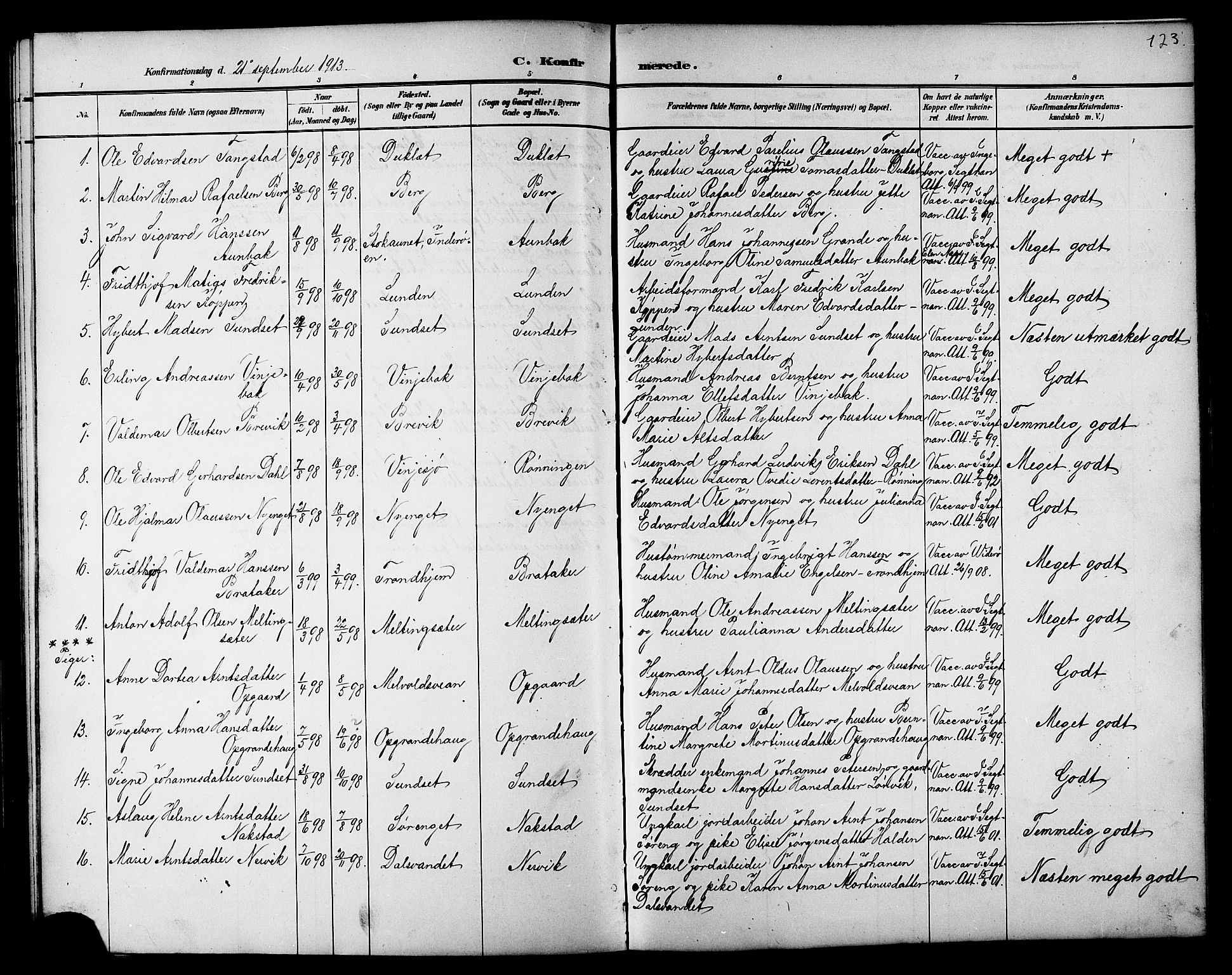 Ministerialprotokoller, klokkerbøker og fødselsregistre - Nord-Trøndelag, SAT/A-1458/733/L0327: Parish register (copy) no. 733C02, 1888-1918, p. 123