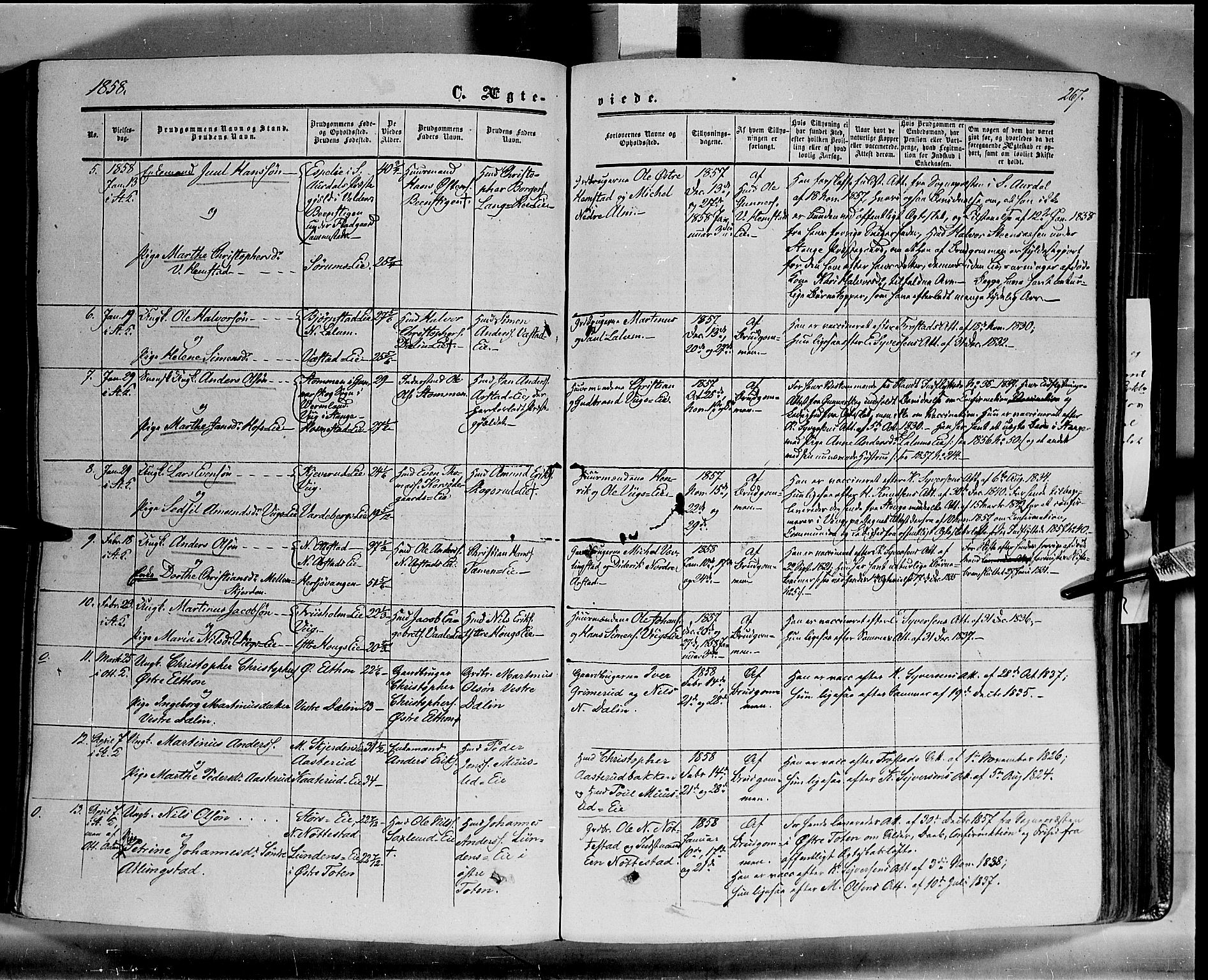 Stange prestekontor, AV/SAH-PREST-002/K/L0012: Parish register (official) no. 12, 1852-1862, p. 267