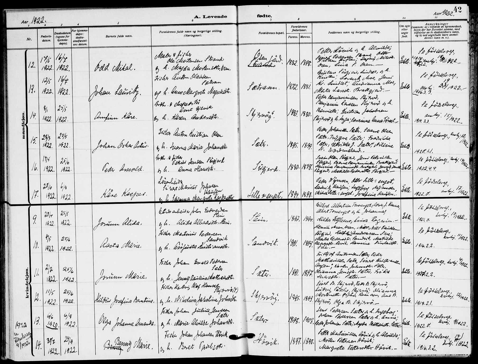 Ministerialprotokoller, klokkerbøker og fødselsregistre - Sør-Trøndelag, SAT/A-1456/658/L0724: Parish register (official) no. 658A03, 1912-1924, p. 42