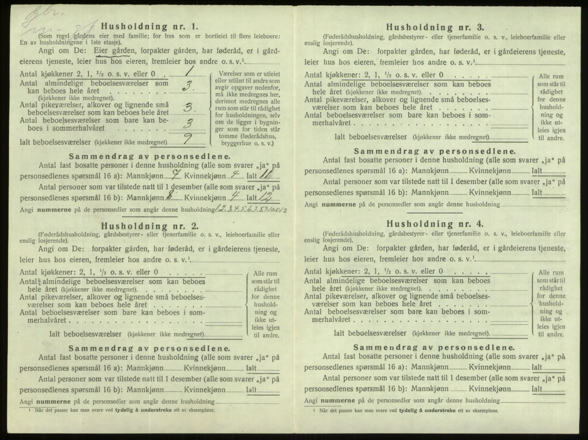 SAB, 1920 census for Gloppen, 1920, p. 445