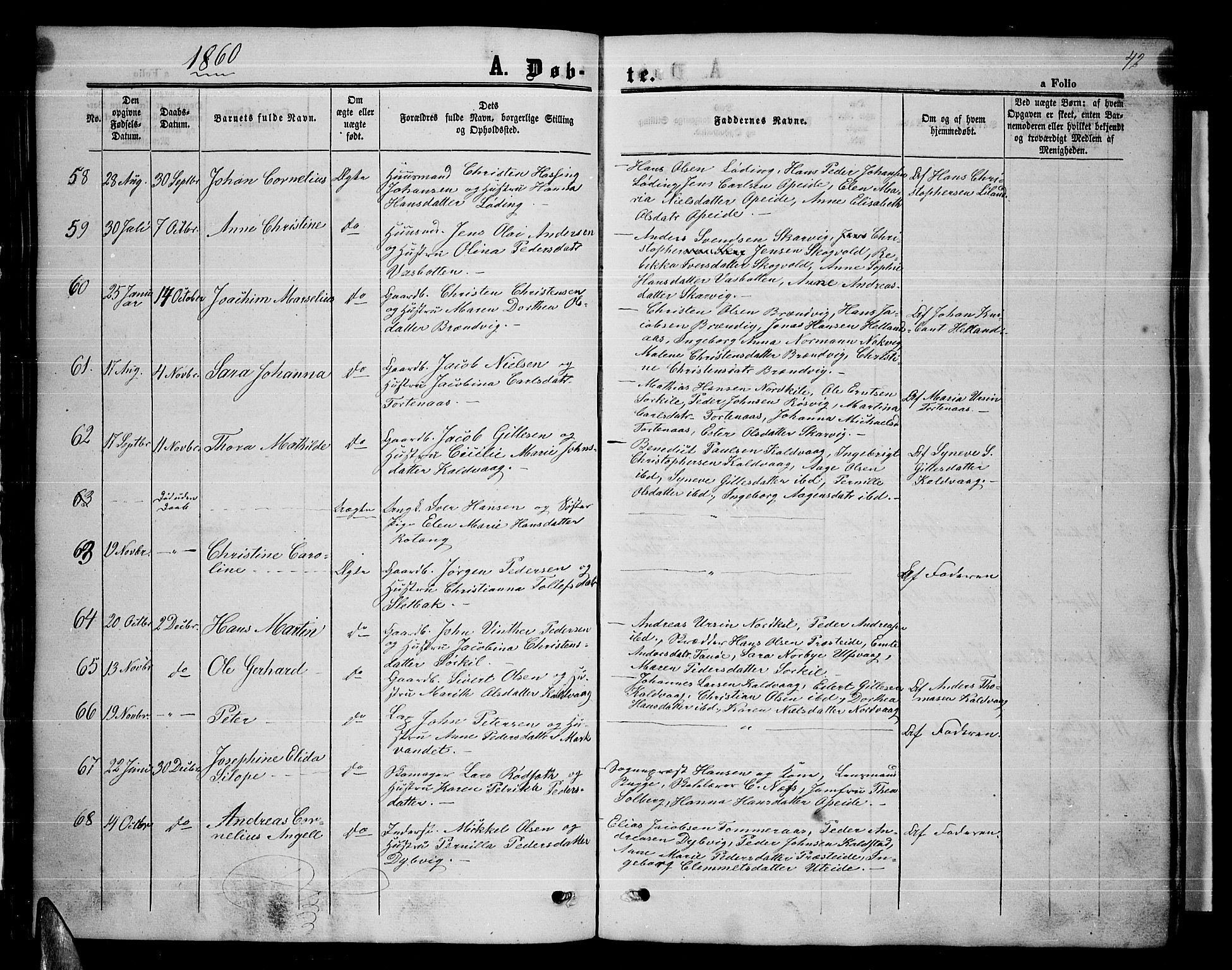 Ministerialprotokoller, klokkerbøker og fødselsregistre - Nordland, AV/SAT-A-1459/859/L0857: Parish register (copy) no. 859C03, 1854-1873, p. 42