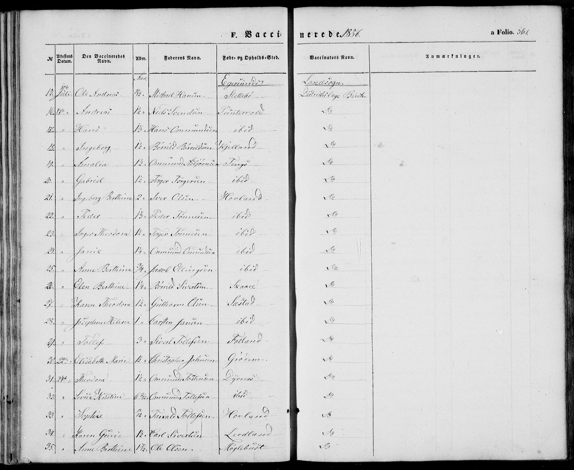 Eigersund sokneprestkontor, AV/SAST-A-101807/S08/L0013: Parish register (official) no. A 12.2, 1850-1865, p. 561