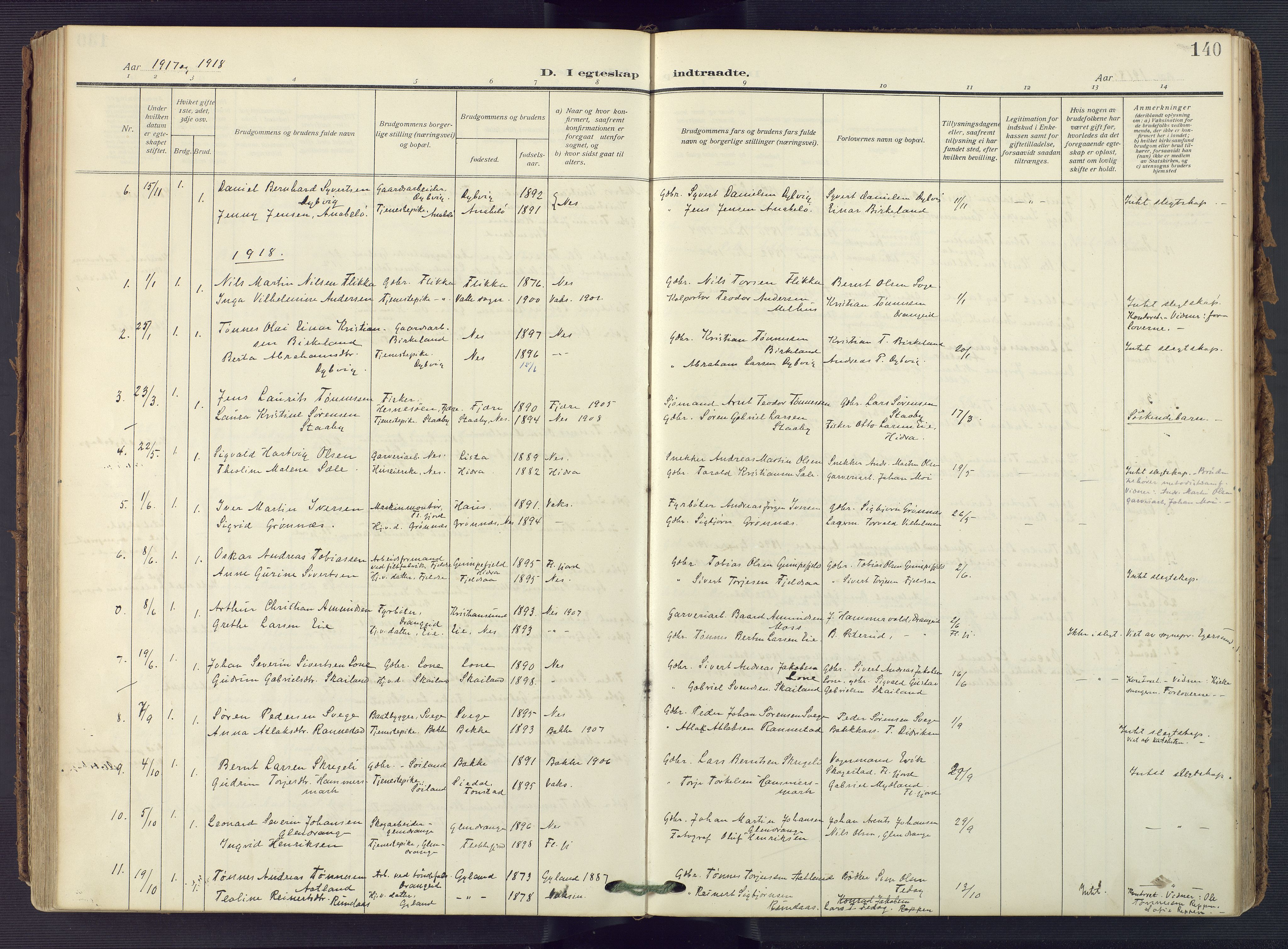 Flekkefjord sokneprestkontor, AV/SAK-1111-0012/F/Fa/Fac/L0010: Parish register (official) no. A 10, 1910-1927, p. 140