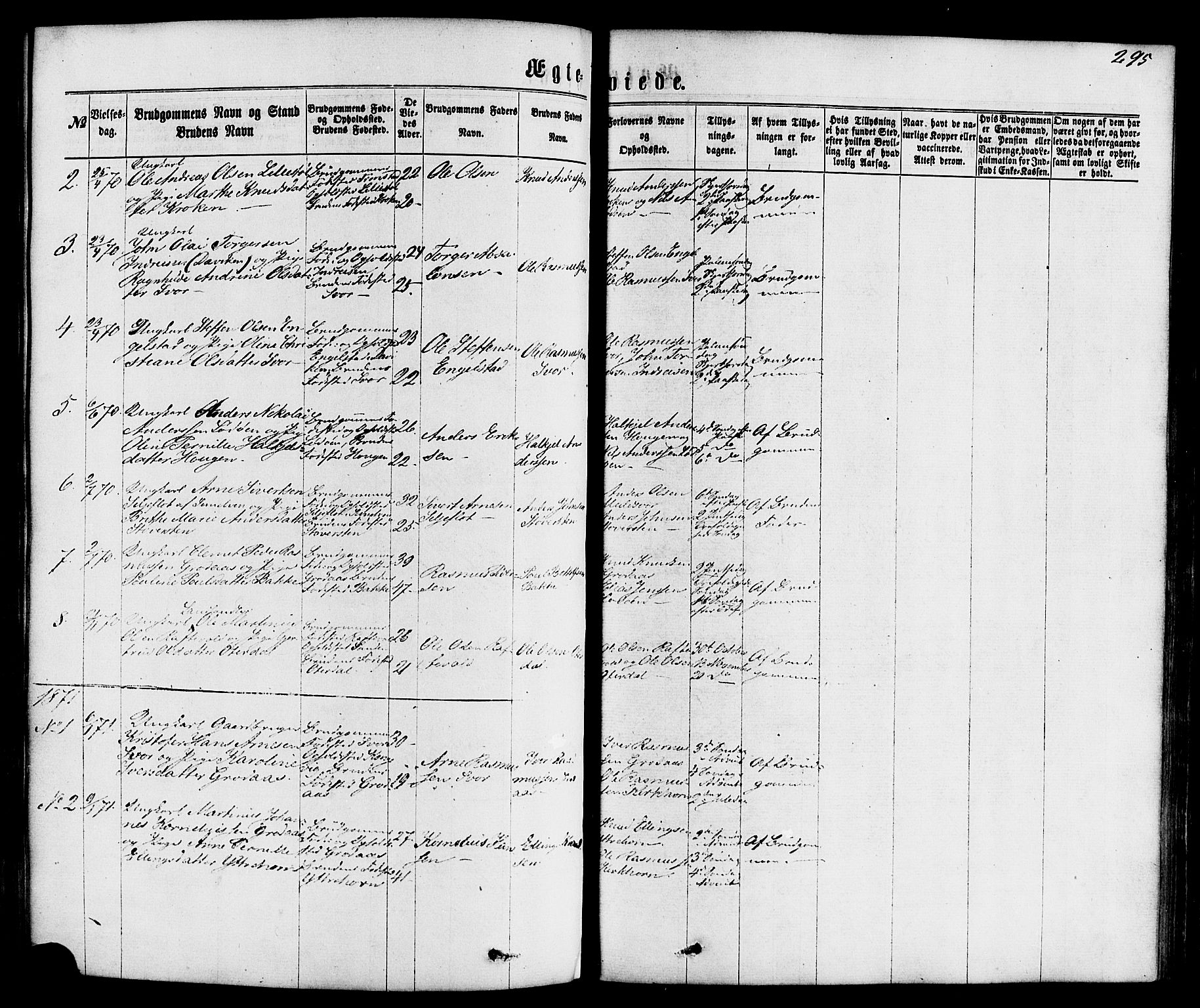 Hornindal sokneprestembete, SAB/A-82401/H/Haa/Haaa/L0002: Parish register (official) no. A 2, 1867-1884, p. 295