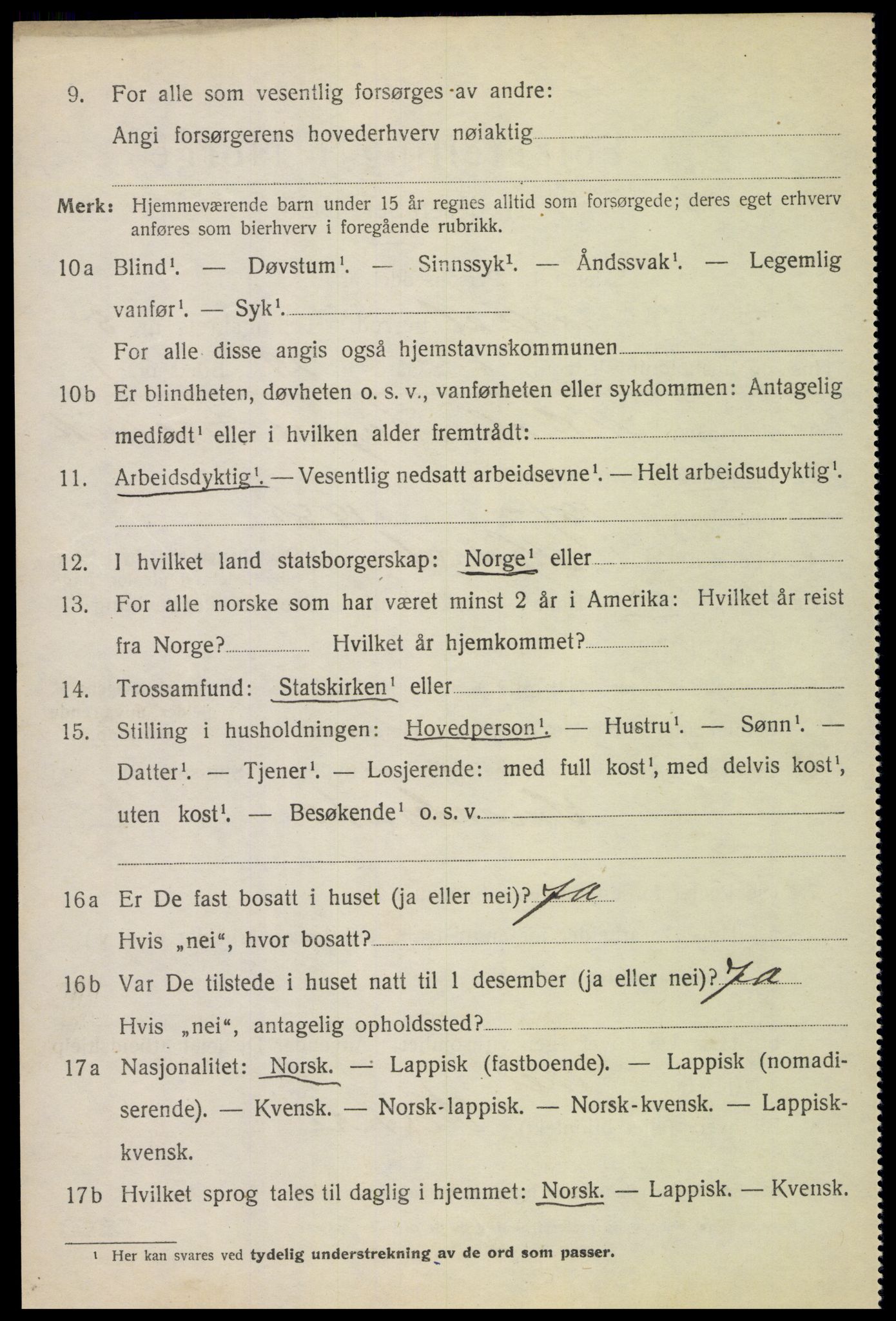 SAT, 1920 census for Hadsel, 1920, p. 7395