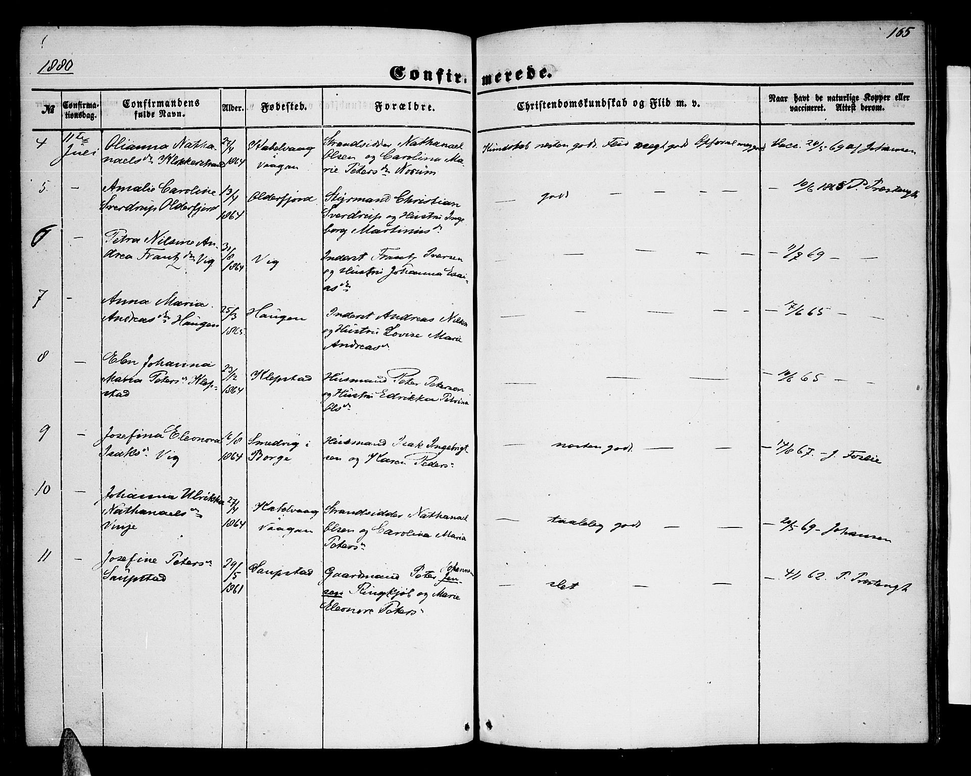 Ministerialprotokoller, klokkerbøker og fødselsregistre - Nordland, AV/SAT-A-1459/876/L1102: Parish register (copy) no. 876C01, 1852-1886, p. 165