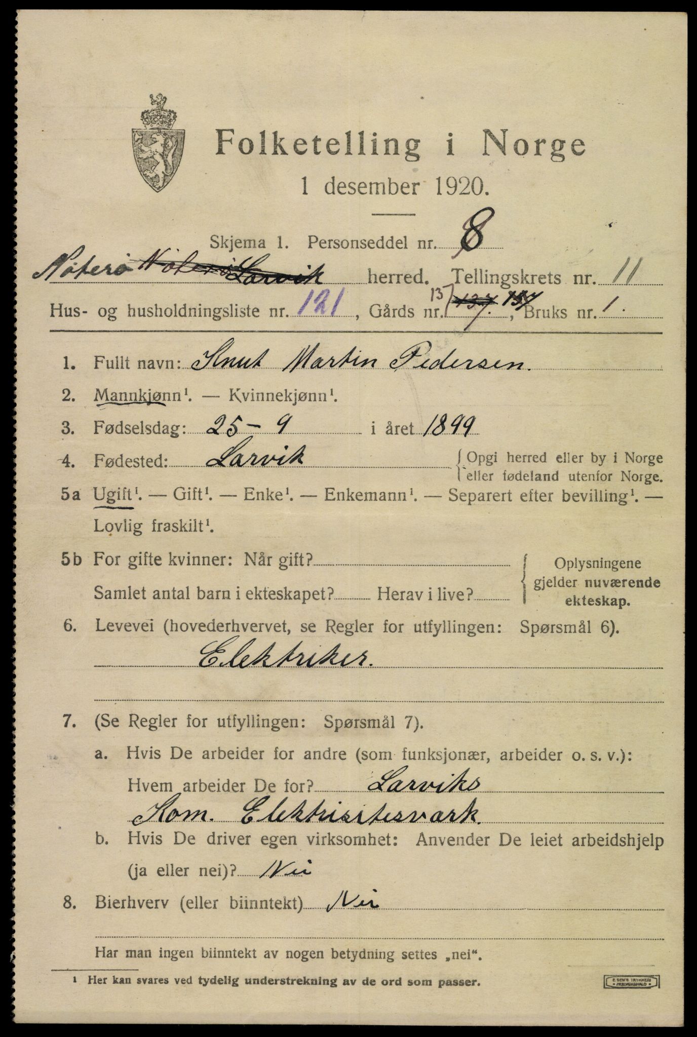SAKO, 1920 census for Nøtterøy, 1920, p. 14681