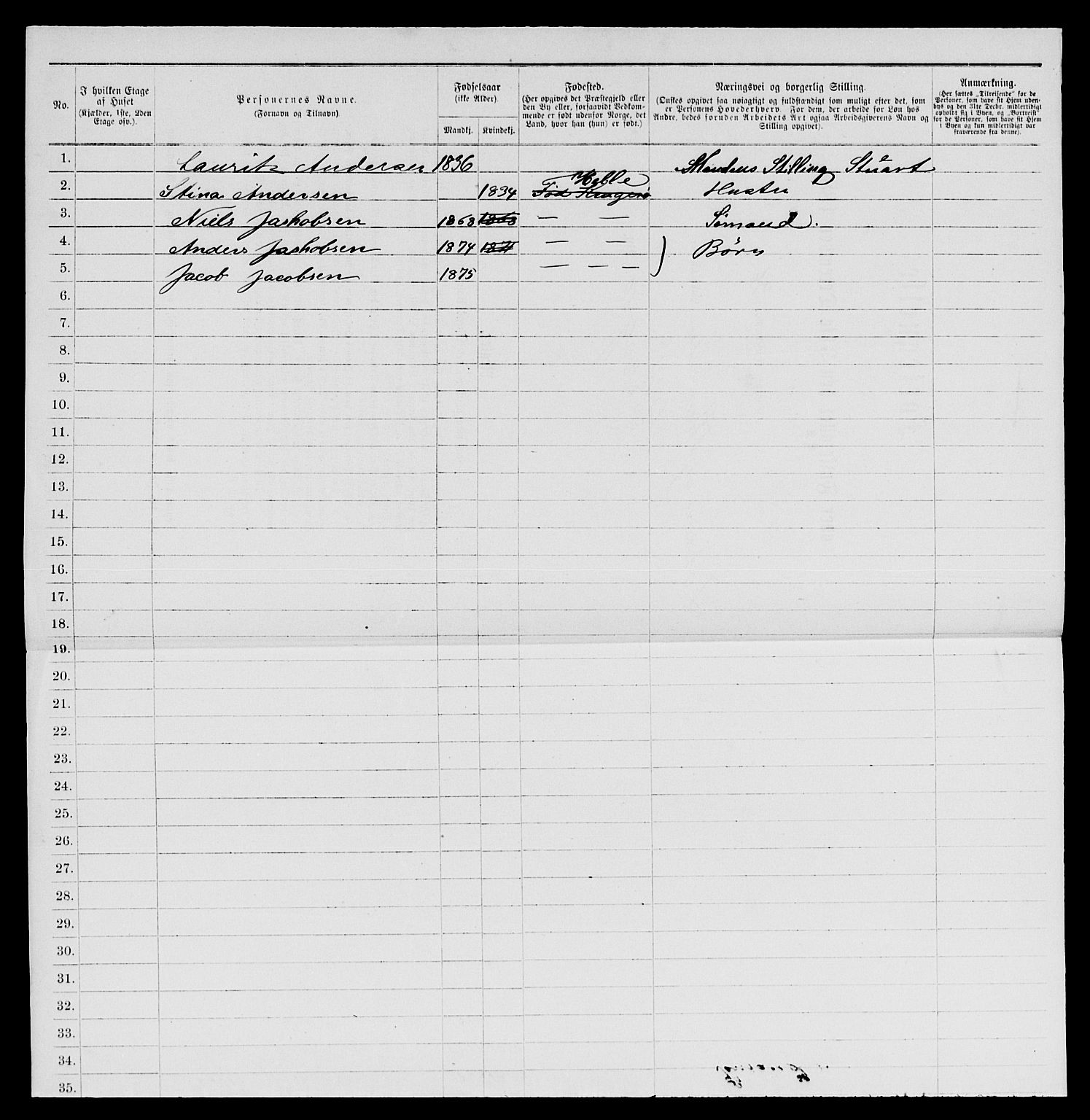 SAKO, 1885 census for 0801 Kragerø, 1885, p. 726