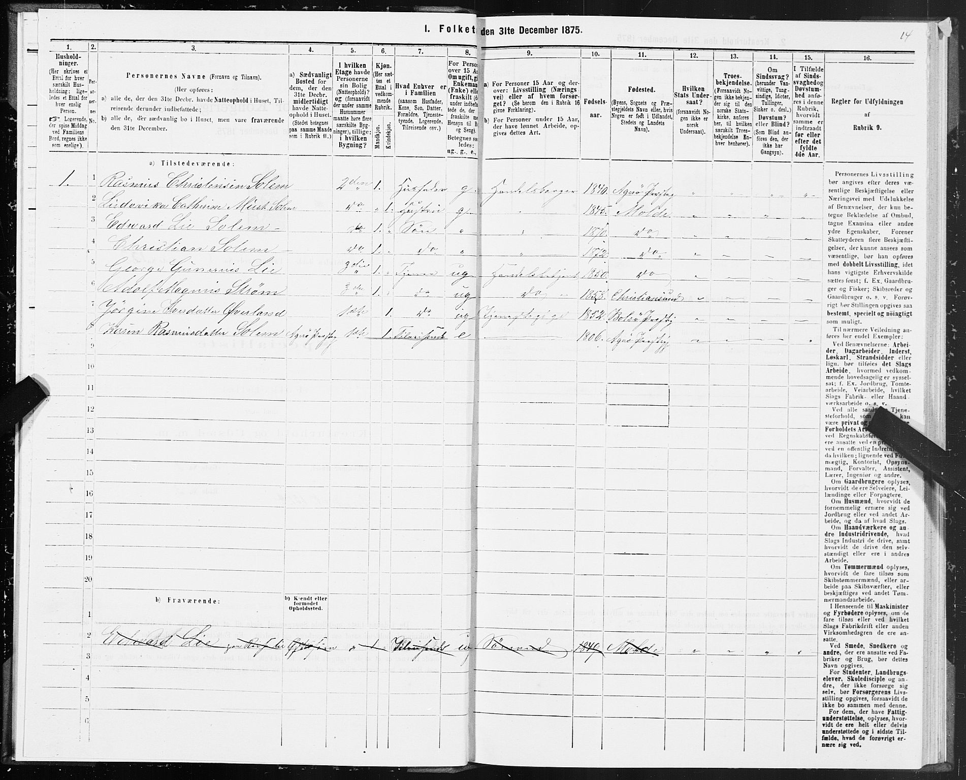 SAT, 1875 census for 1502P Molde, 1875, p. 2014