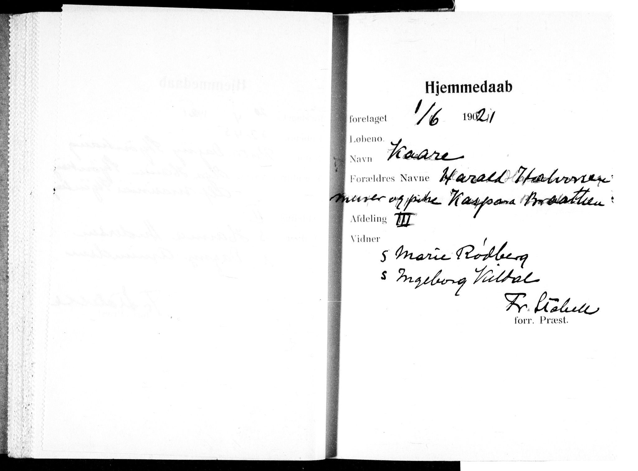 Ullevål sykehus prestekontor Kirkebøker, AV/SAO-A-10542a/K/Ka/L0004: Baptism register no. 4, 1906-1926