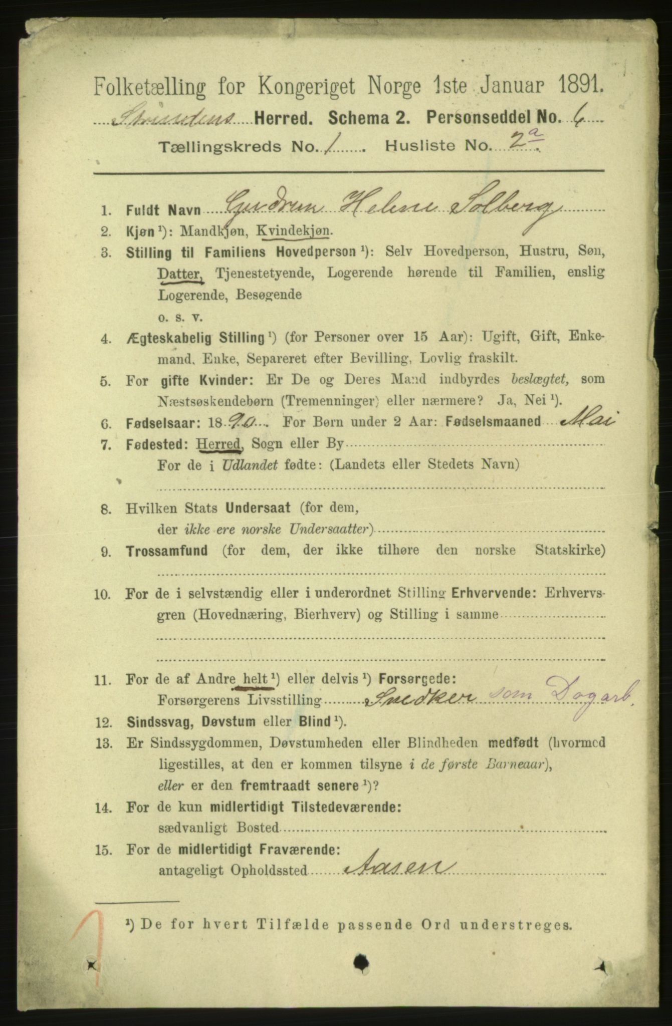 RA, 1891 census for 1660 Strinda, 1891, p. 117