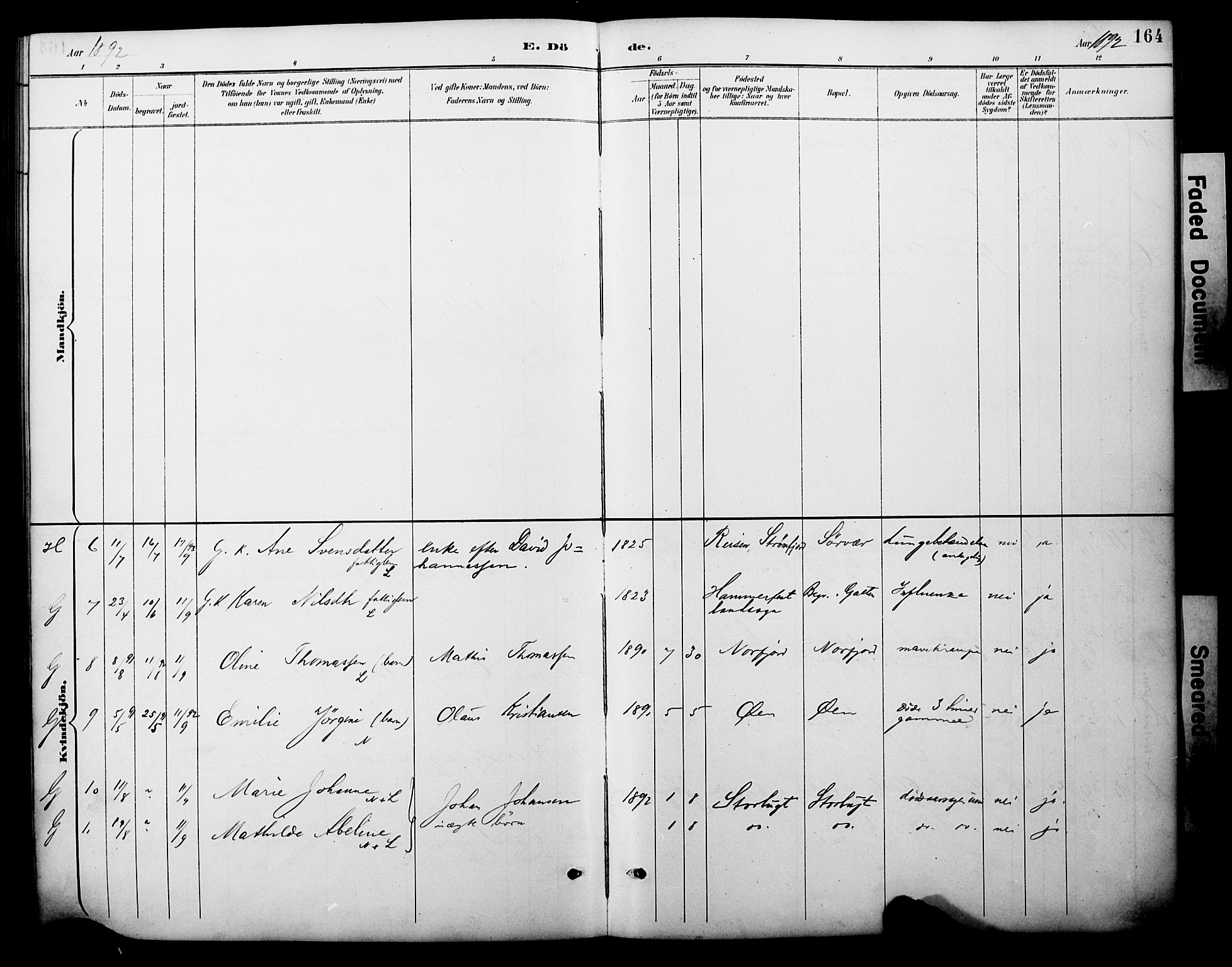 Loppa sokneprestkontor, AV/SATØ-S-1339/H/Ha/L0008kirke: Parish register (official) no. 8, 1889-1907, p. 164