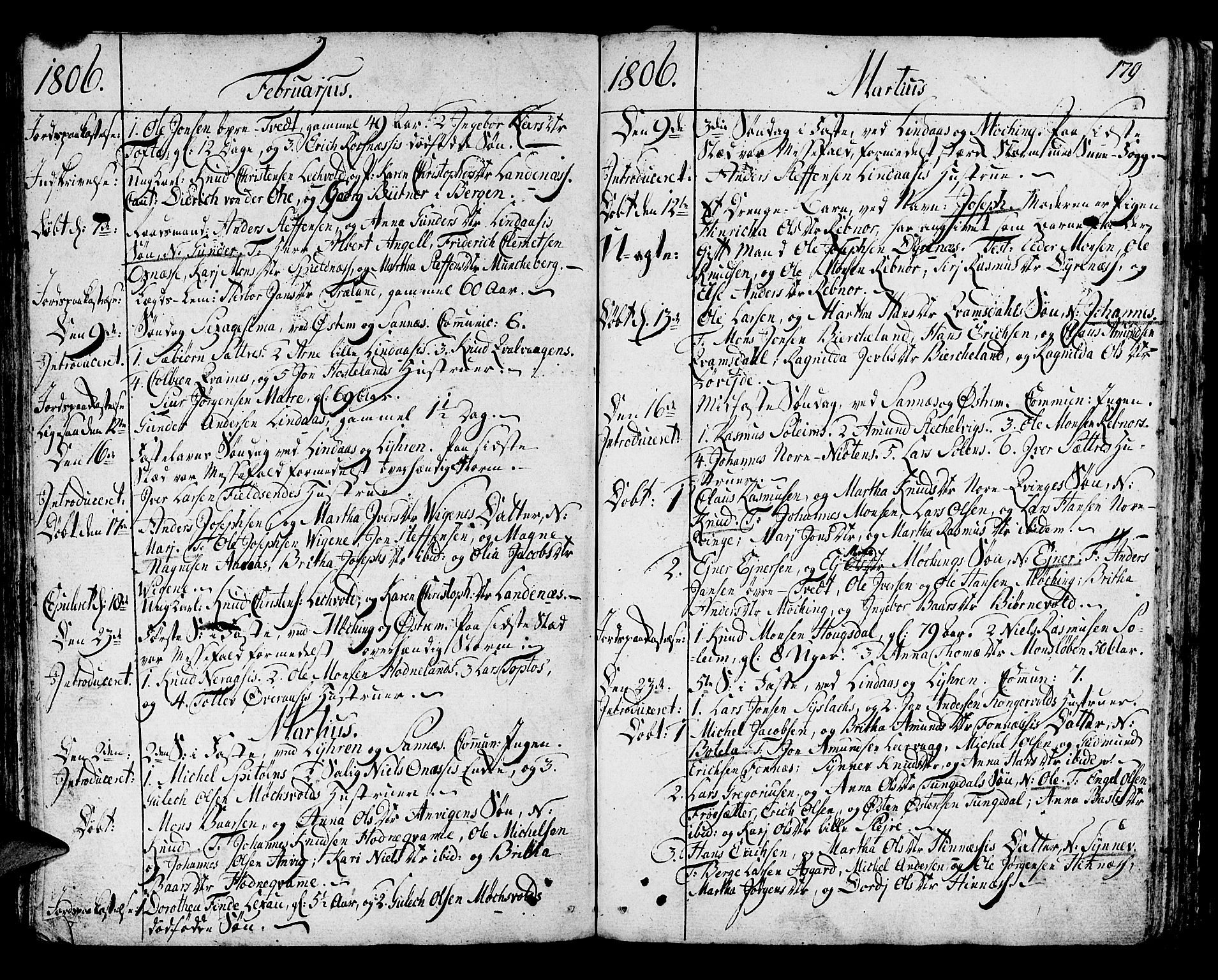 Lindås Sokneprestembete, SAB/A-76701/H/Haa: Parish register (official) no. A 5, 1791-1813, p. 179