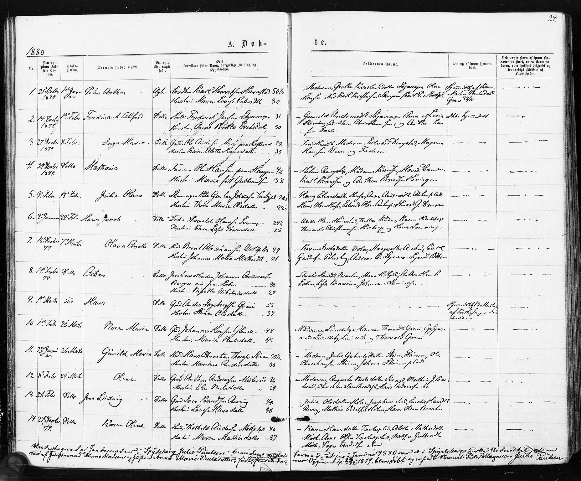 Spydeberg prestekontor Kirkebøker, AV/SAO-A-10924/F/Fa/L0007: Parish register (official) no. I 7, 1875-1885, p. 24