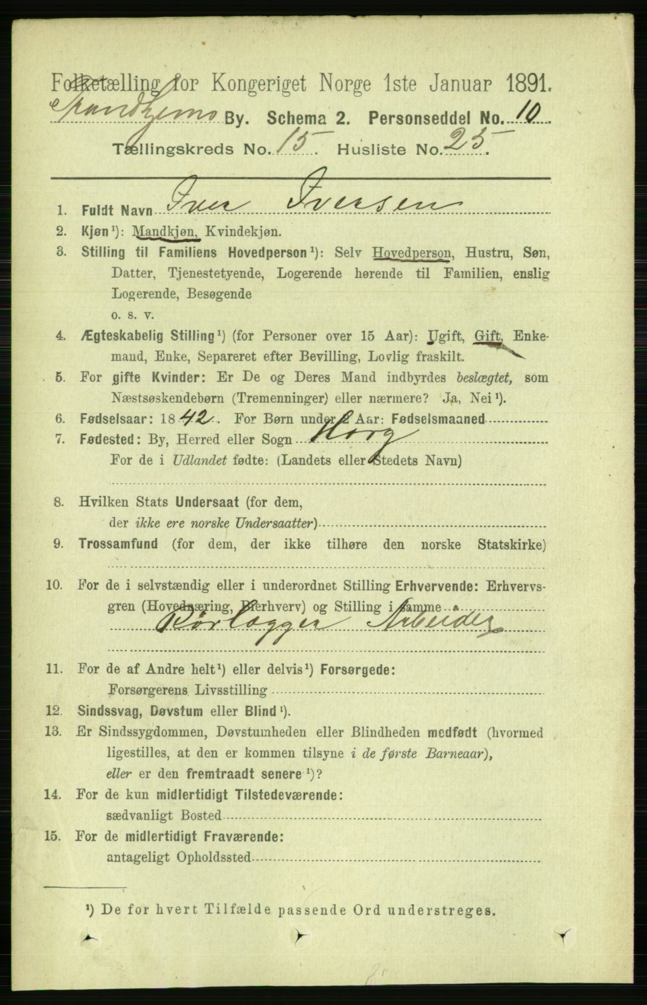 RA, 1891 census for 1601 Trondheim, 1891, p. 11877