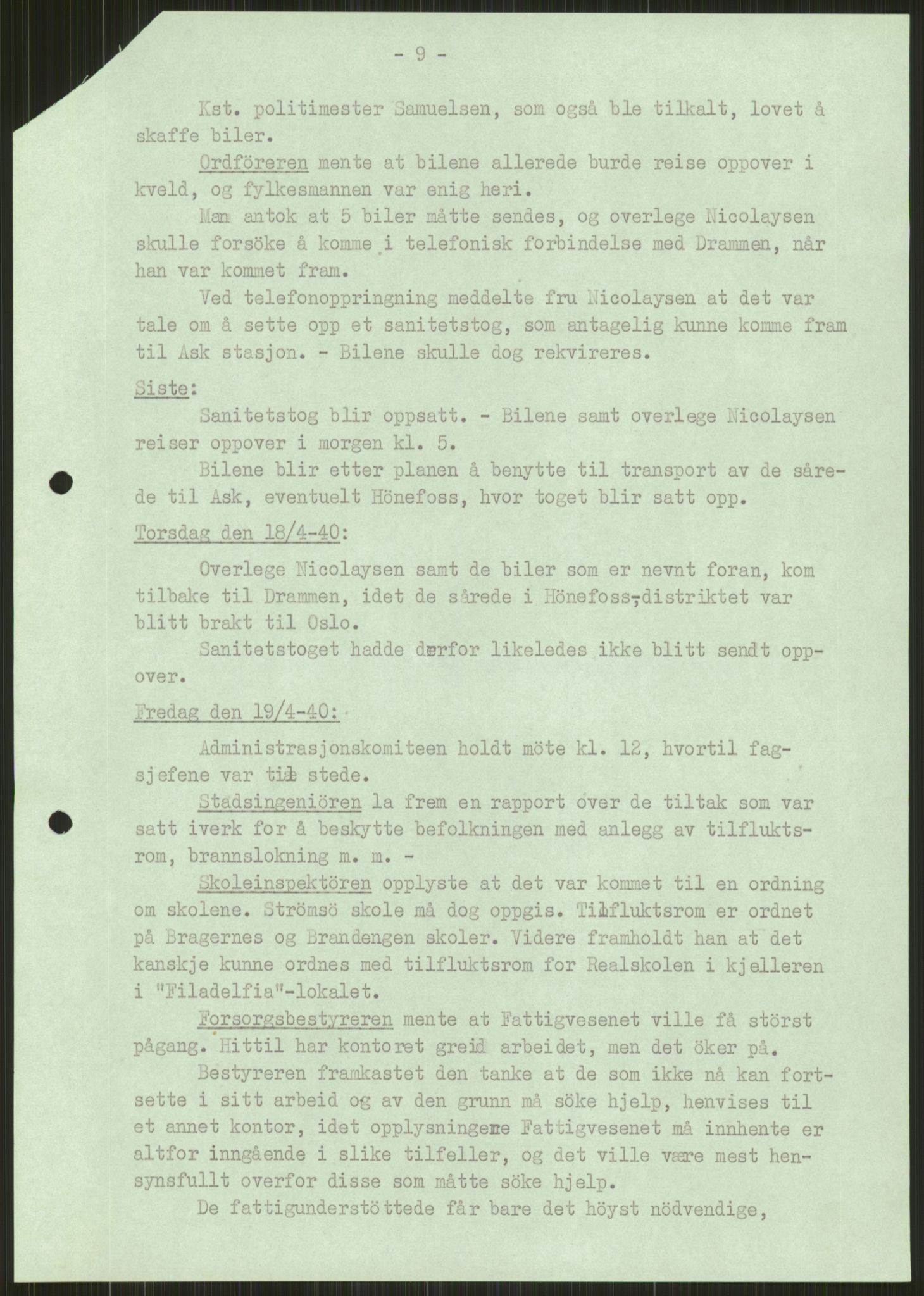 Forsvaret, Forsvarets krigshistoriske avdeling, AV/RA-RAFA-2017/Y/Ya/L0014: II-C-11-31 - Fylkesmenn.  Rapporter om krigsbegivenhetene 1940., 1940, p. 296