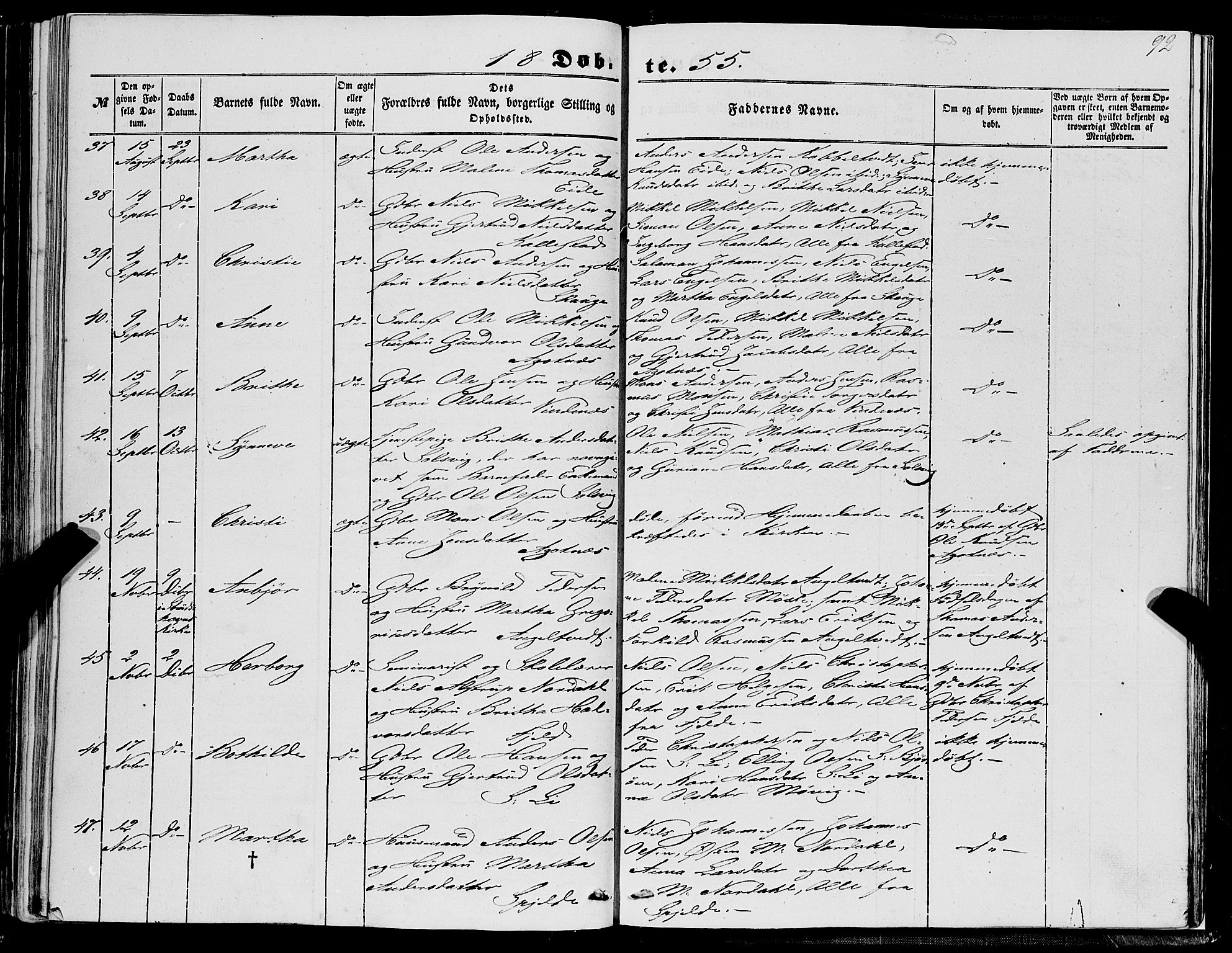 Fjell sokneprestembete, SAB/A-75301/H/Haa: Parish register (official) no. A 2, 1847-1864, p. 92