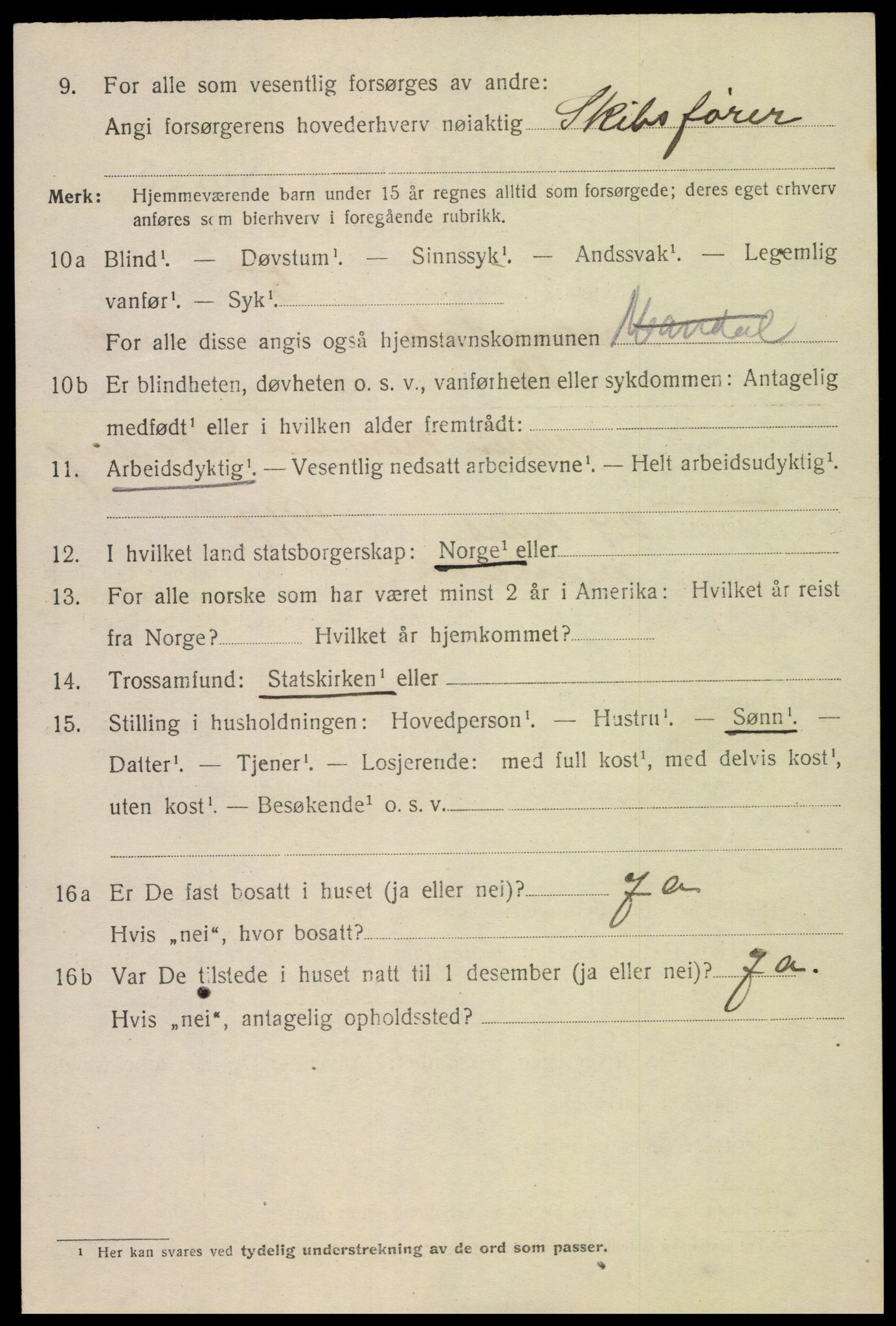 SAK, 1920 census for Mandal, 1920, p. 7206