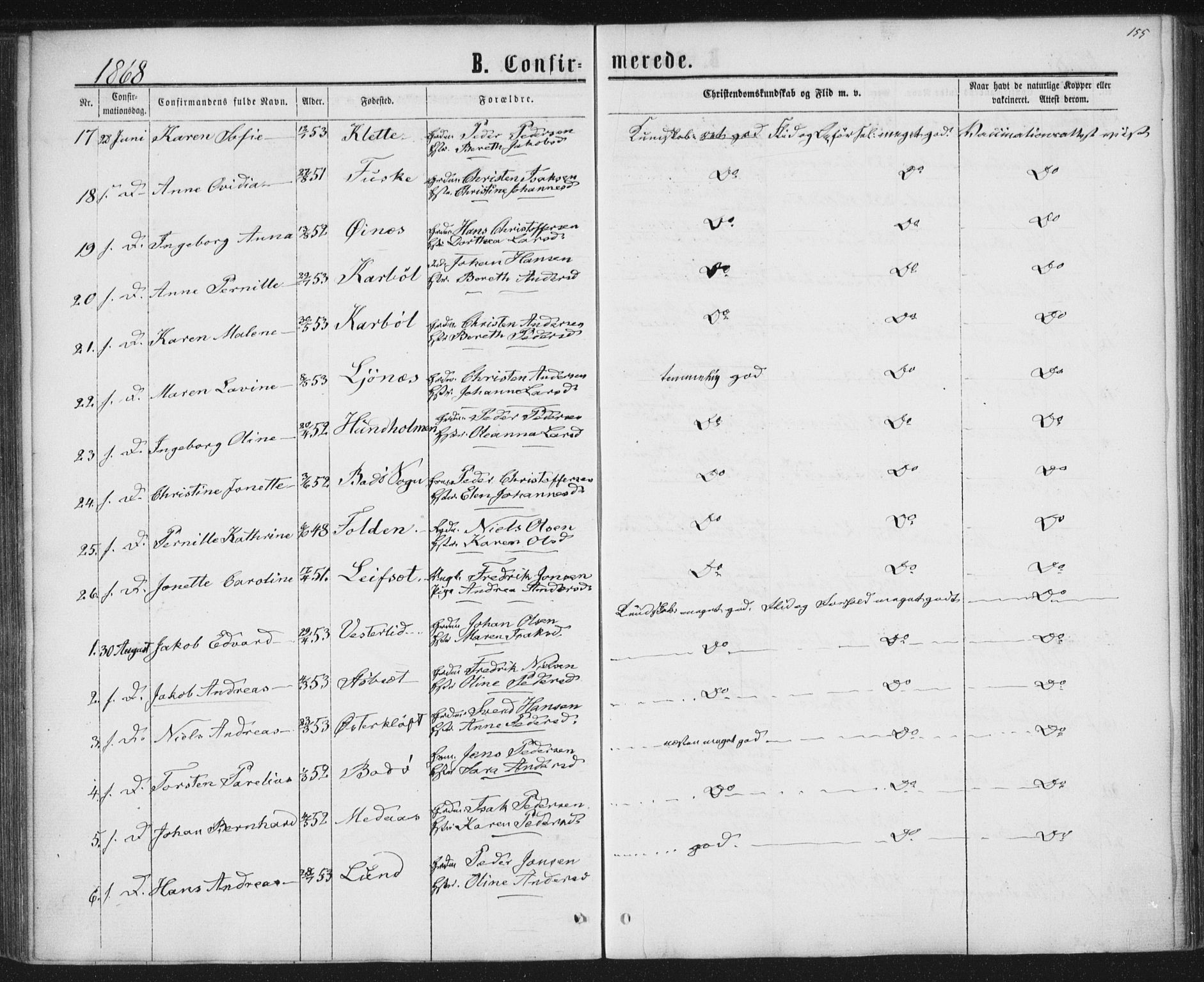 Ministerialprotokoller, klokkerbøker og fødselsregistre - Nordland, AV/SAT-A-1459/852/L0739: Parish register (official) no. 852A09, 1866-1877, p. 155