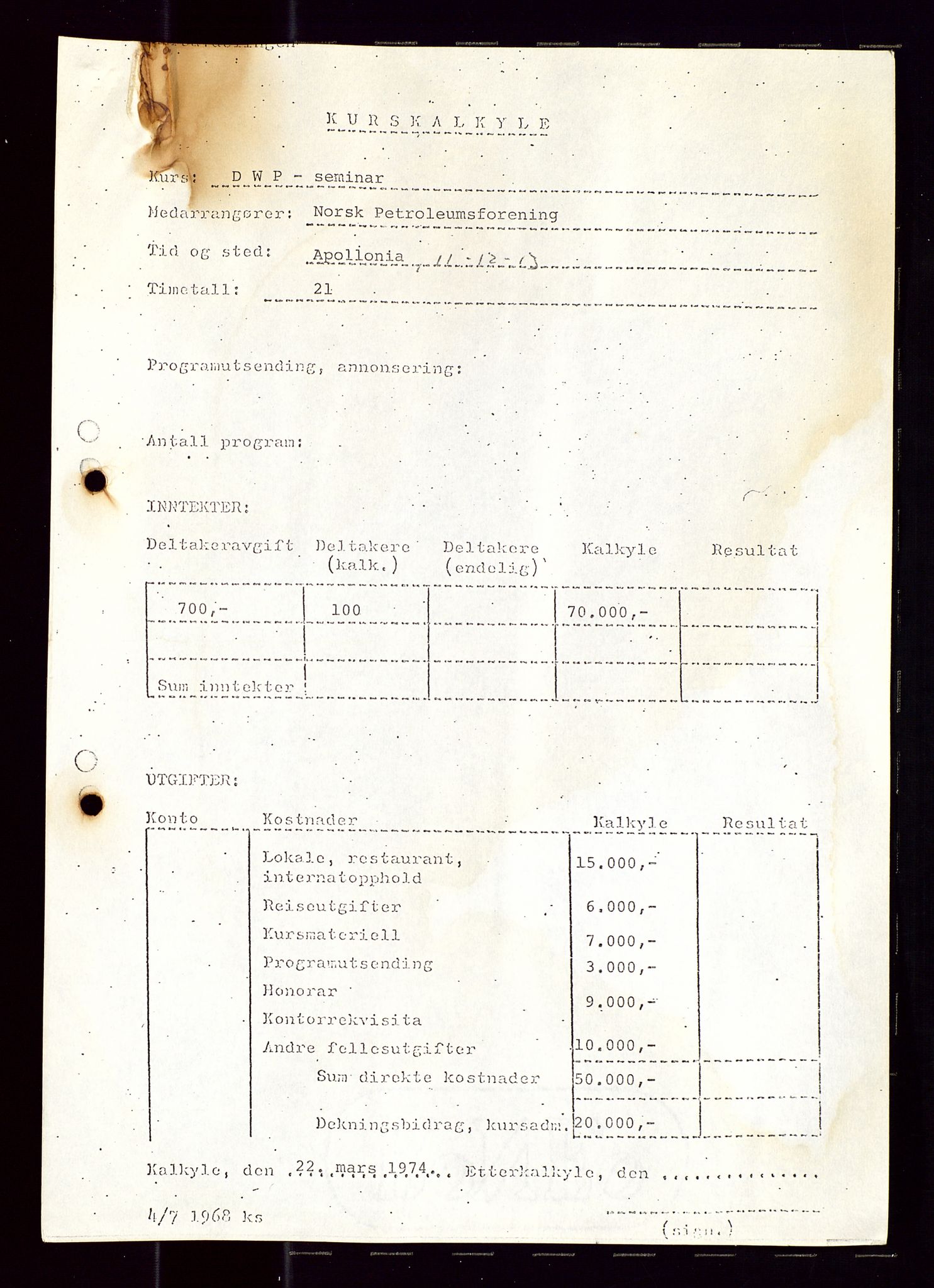 Industridepartementet, Oljekontoret, AV/SAST-A-101348/Di/L0001: DWP, møter juni - november, komiteemøter nr. 19 - 26, 1973-1974, p. 186